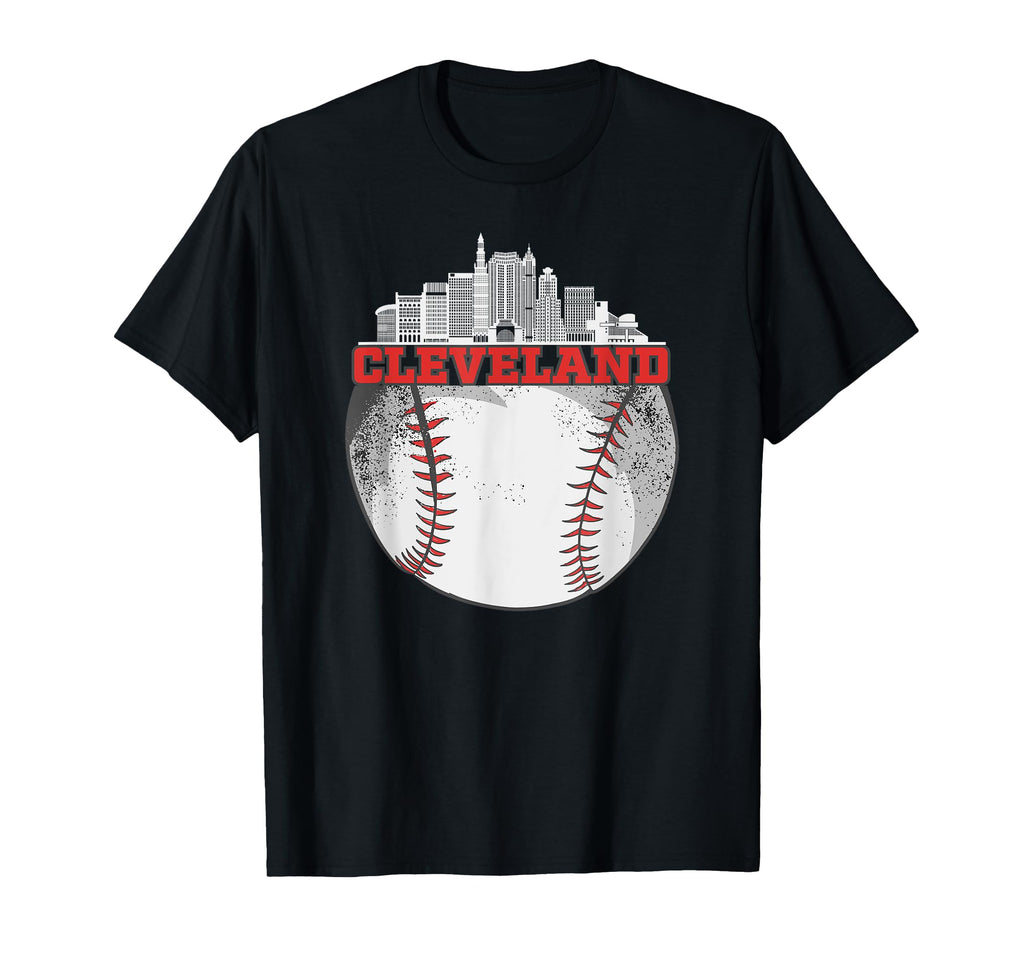 Cleveland Skyline Cityscape Baseball T-Shirt - Streetwear Style Unisex - T-Shirt, Sweatshirt, Hoodie