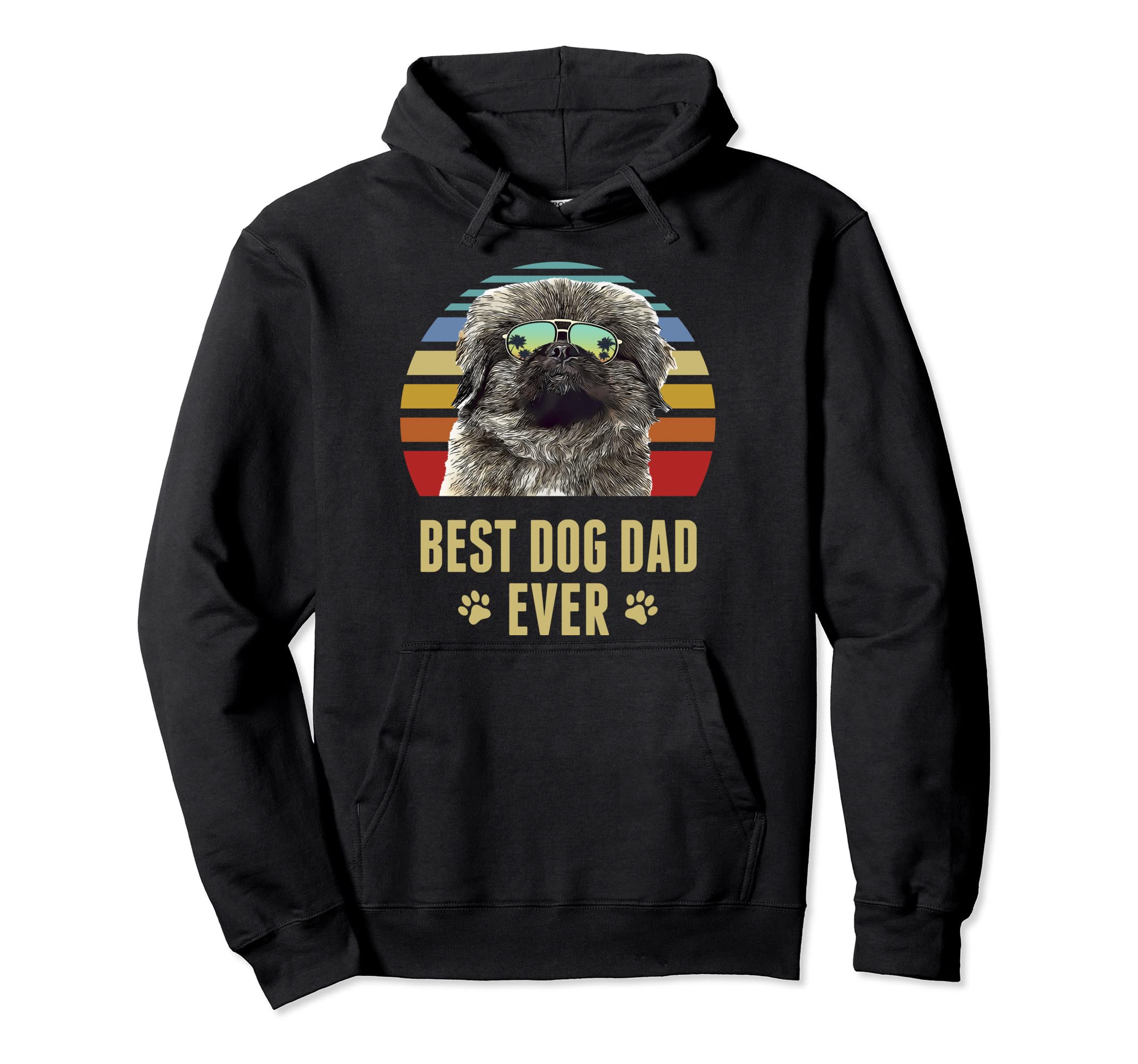 Pekingese Best Dog Dad Ever Sunset Hoodie - Fun Novelty Design Men Women - T-Shirt, Sweatshirt, Hoodie