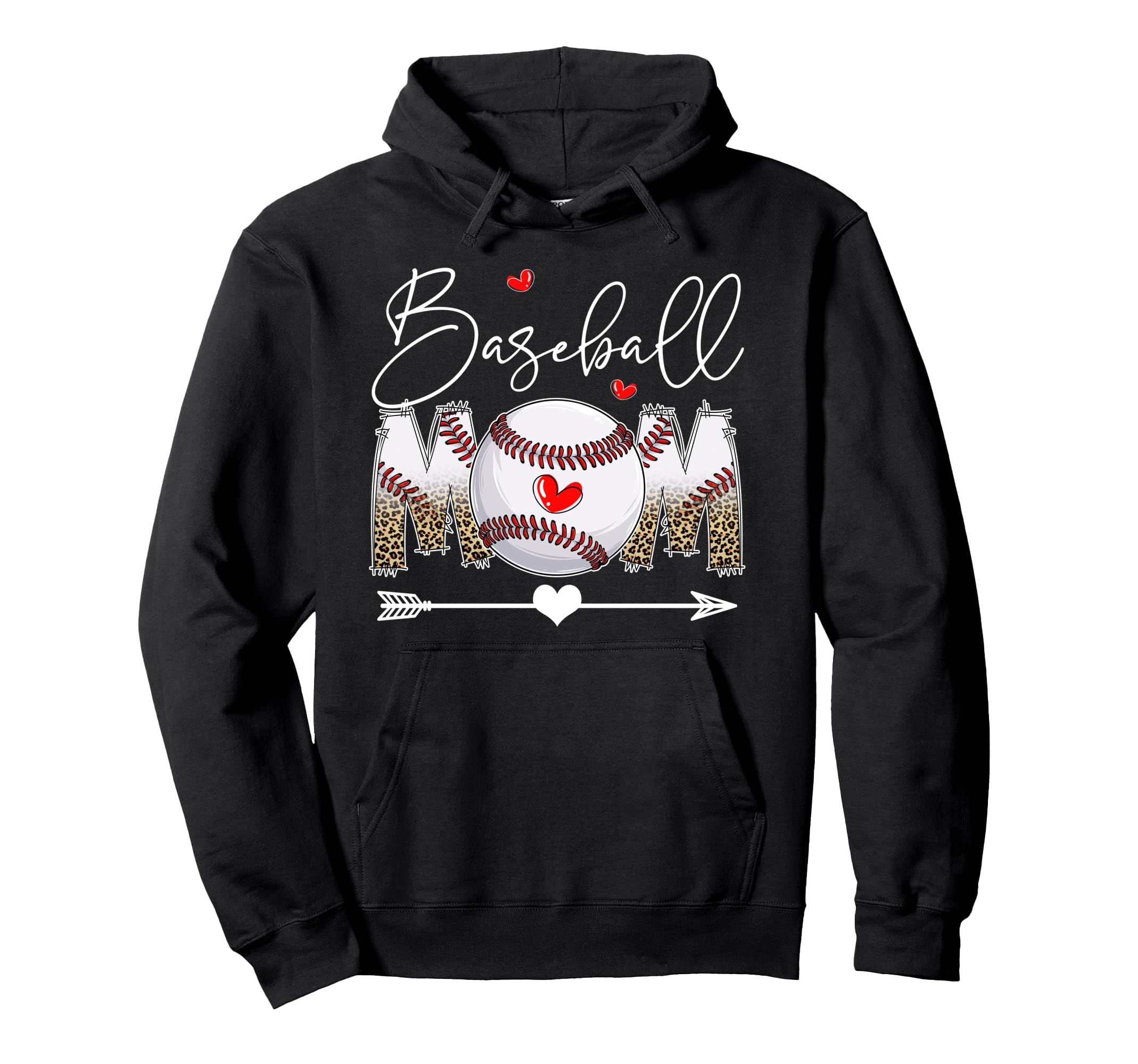 Funny Baseball Mom Leopard Baseball Mama Hoodie - Graphic Print Men Women - T-Shirt, Sweatshirt, Hoodie