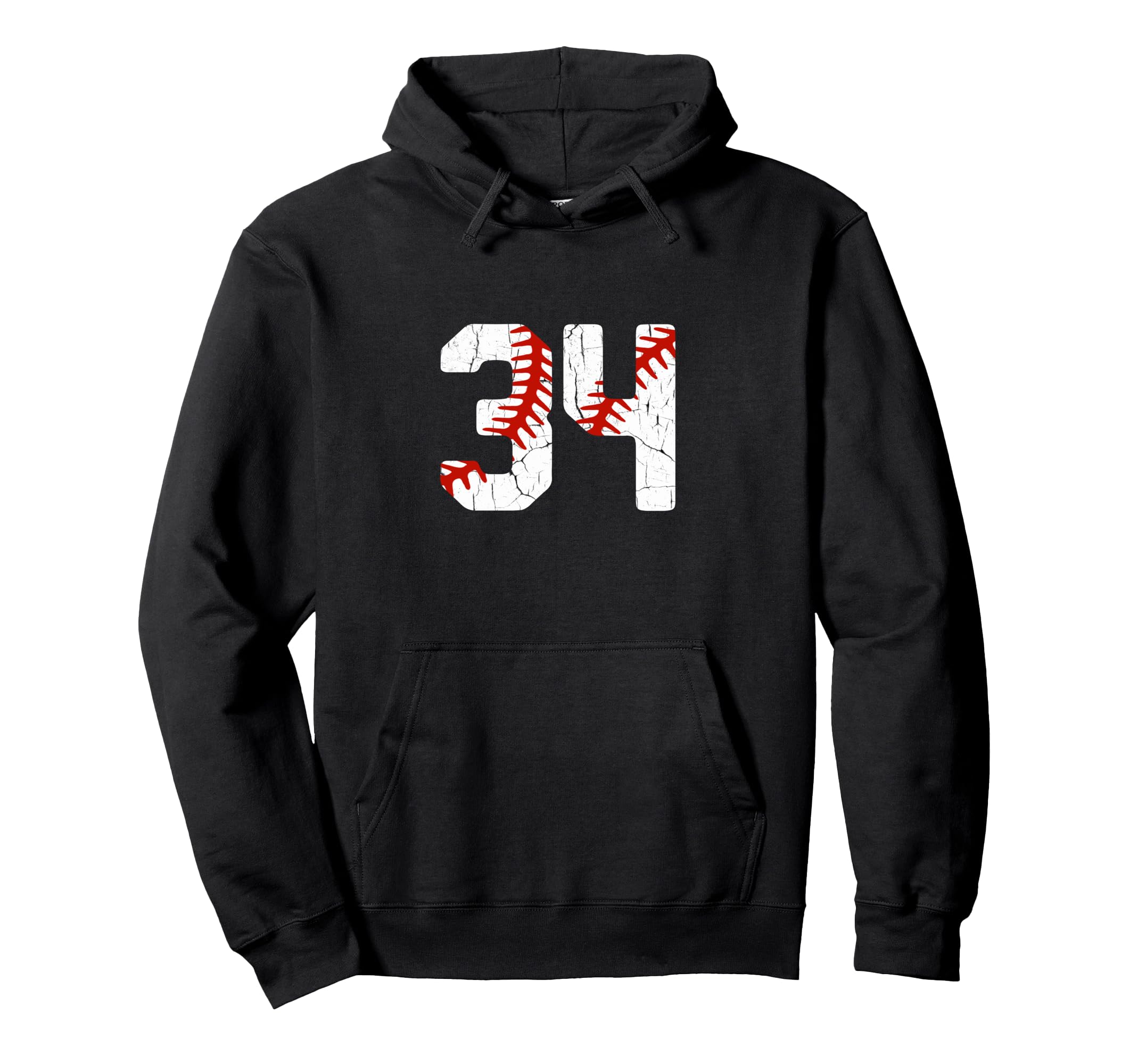 Baseball Player Jersey Number 34 34 Hoodie - Novelty Apparel for Adults - T-Shirt, Sweatshirt, Hoodie