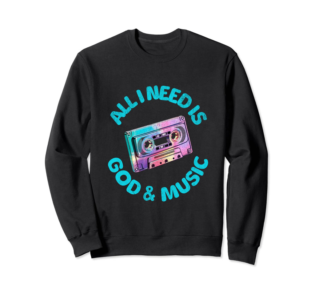 God Music Cassette Tape Boombox Faith Sweatshirt - Graphic Print for Adults - T-Shirt, Sweatshirt, Hoodie