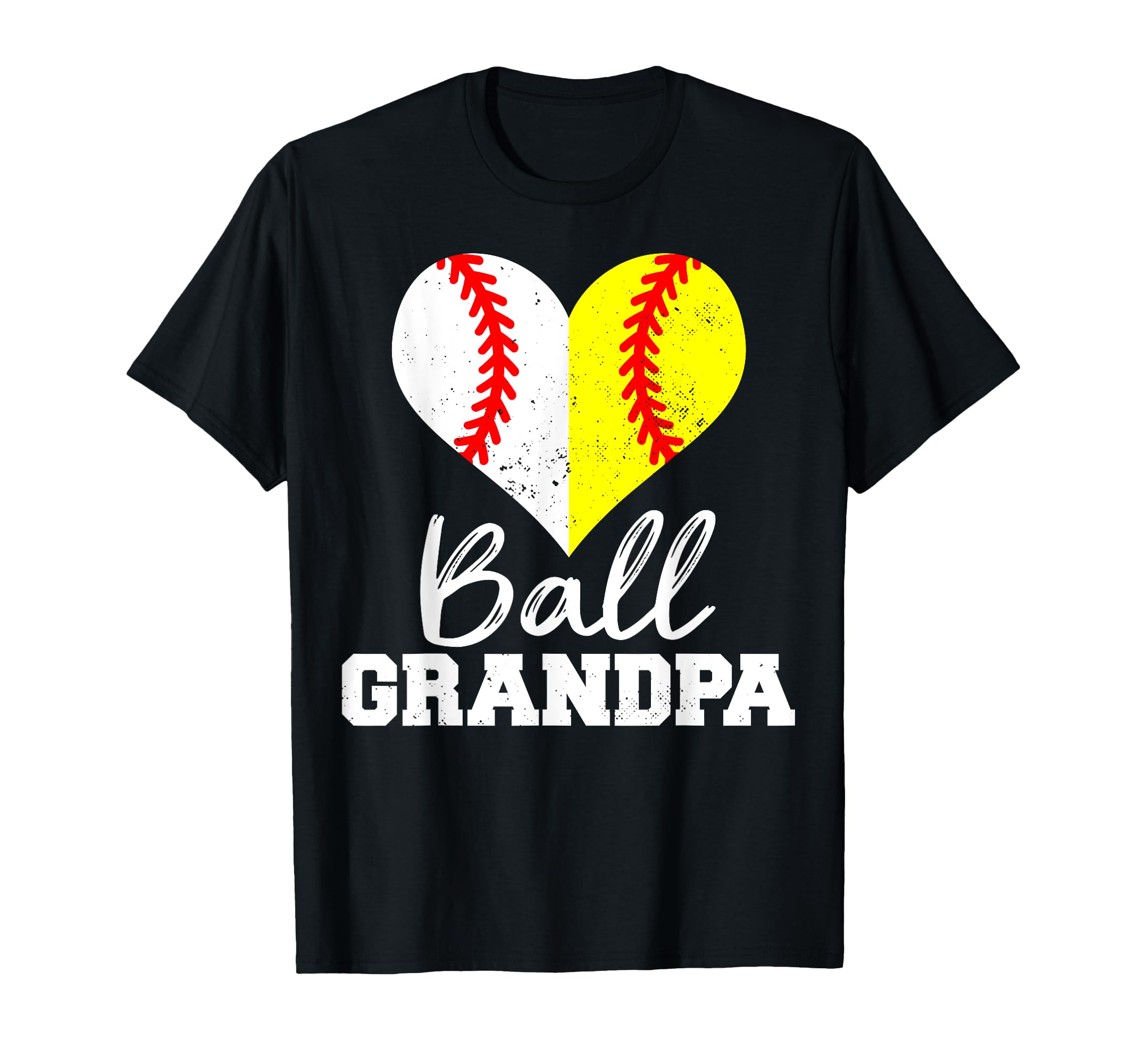 Baseball Softball Grandpa Heart Funny T-Shirt - Graphic Print for Adults - T-Shirt, Sweatshirt, Hoodie