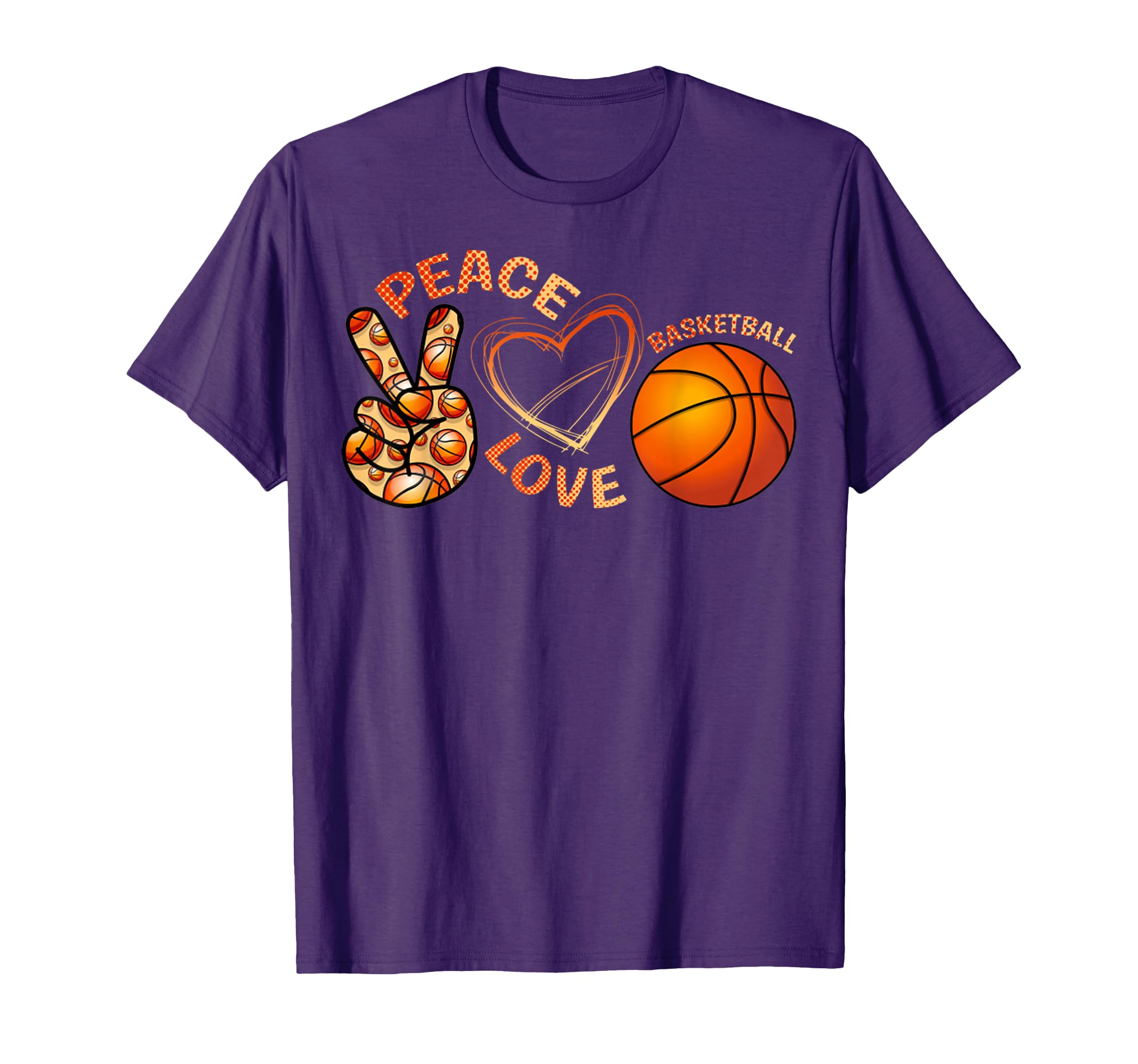 Peace Love Basketball T-Shirt - Aesthetic Graphic Unisex - T-Shirt, Sweatshirt, Hoodie