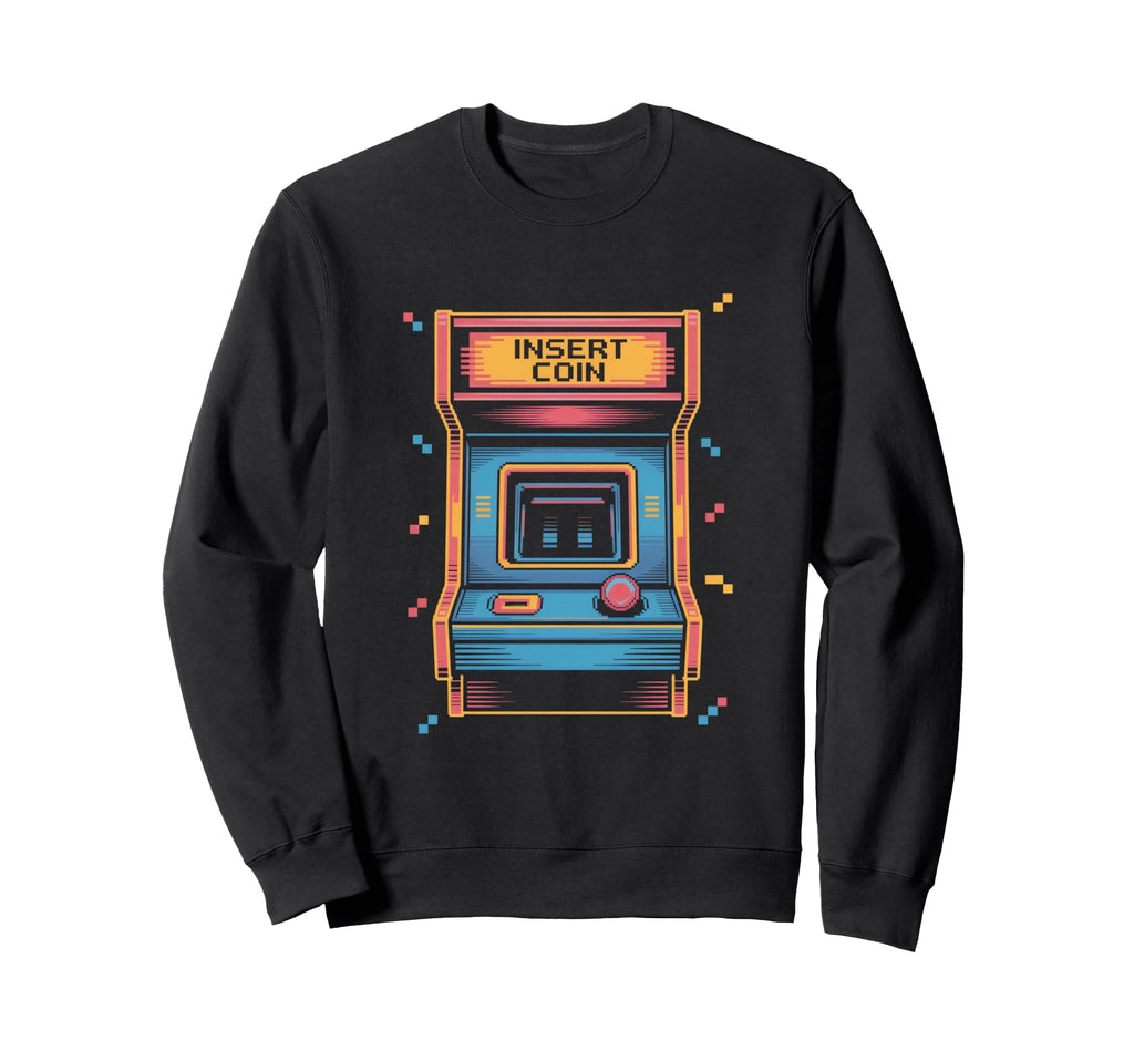 Insert Coin Arcade Cabinet Gaming Sweatshirt - Novelty Apparel Unisex - T-Shirt, Sweatshirt, Hoodie