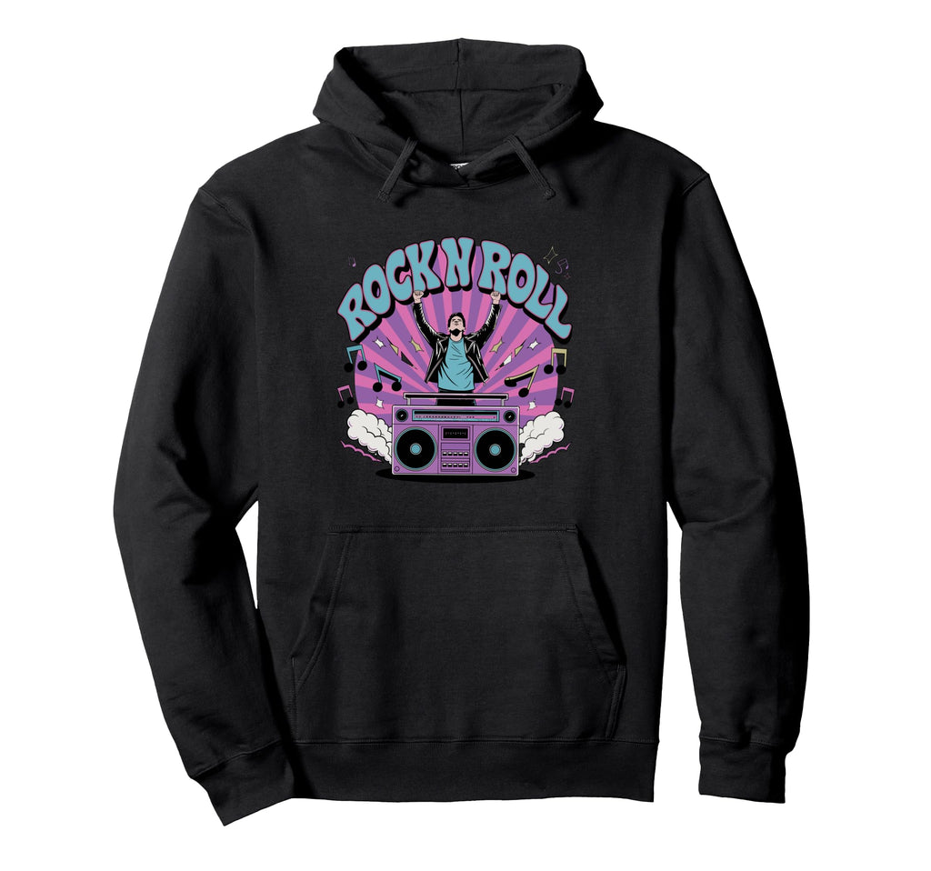 Rock N Roll Vibes Music Art Hoodie - Minimalist Print for Adults - T-Shirt, Sweatshirt, Hoodie