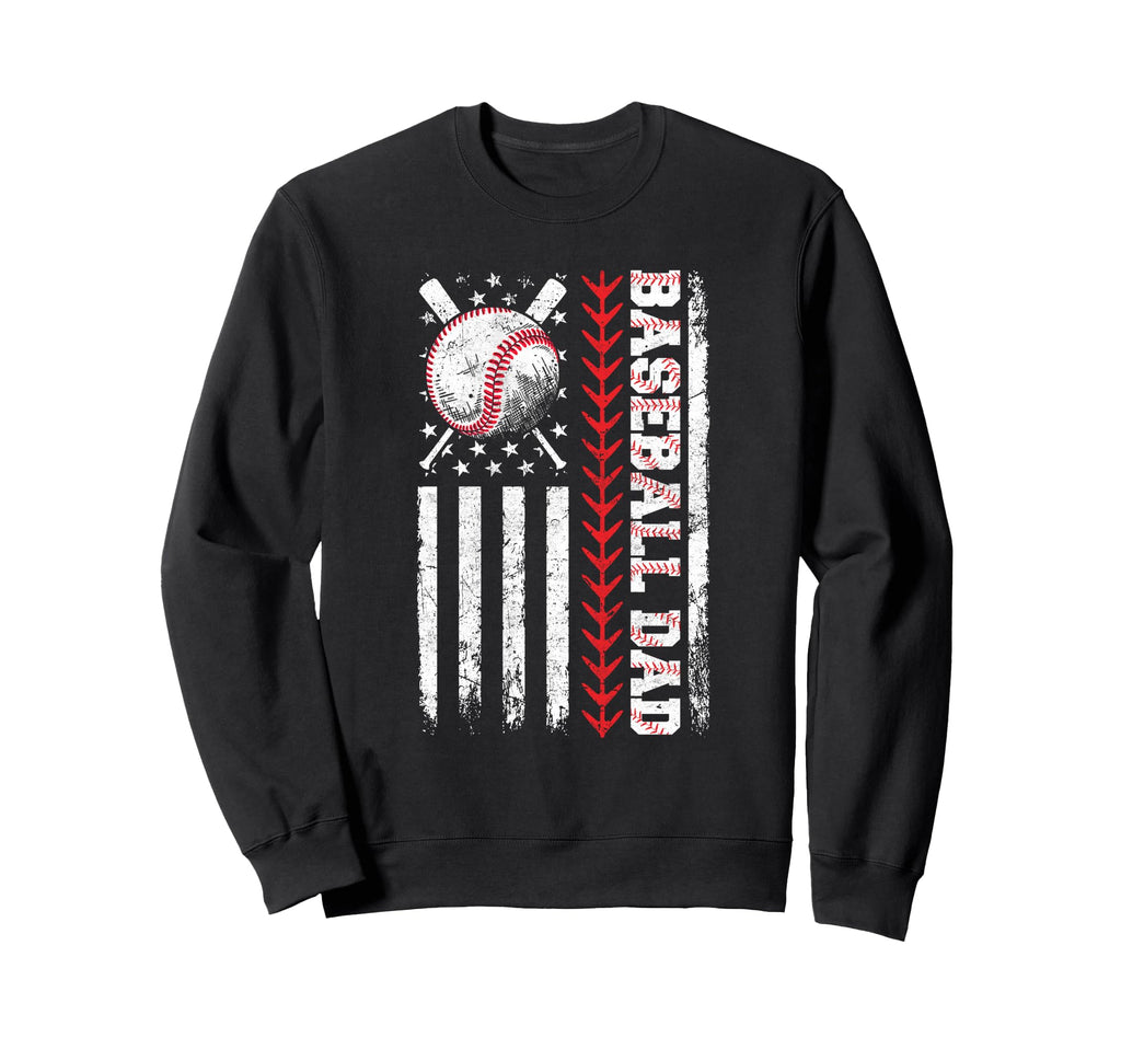 Baseball Dad American Flag Sweatshirt - Trendy Graphic for Adults - T-Shirt, Sweatshirt, Hoodie