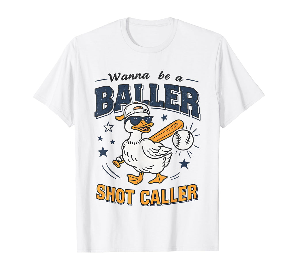Wanna Be Baller Shot Caller Baseball T-Shirt - Minimalist Print Unisex - T-Shirt, Sweatshirt, Hoodie