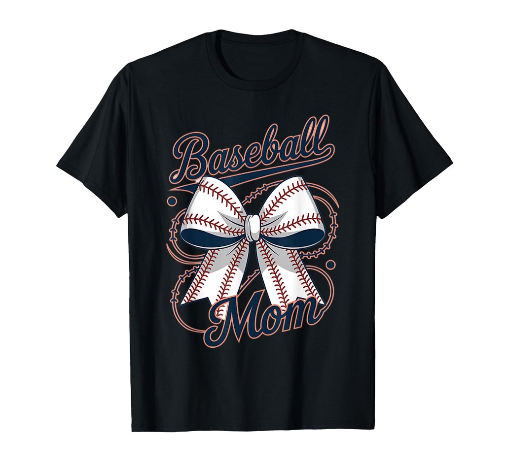Baseball Mom Coquette Bow T-Shirt - Casual Everyday Wear for Adults - T-Shirt, Sweatshirt, Hoodie