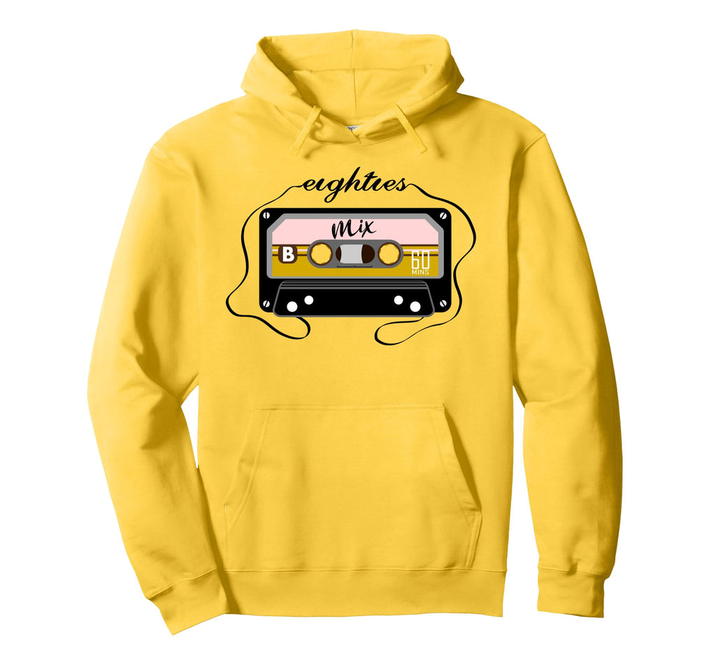 Eighties Music Cassette Tape Hoodie - Novelty Apparel for Adults - T-Shirt, Sweatshirt, Hoodie