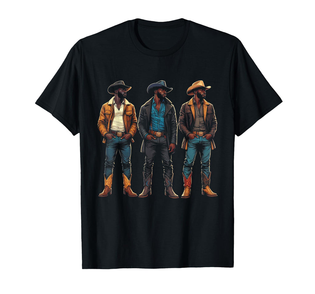 Black Cowboy Western Rodeo Melanin T-Shirt - Aesthetic Graphic Men Women - T-Shirt, Sweatshirt, Hoodie