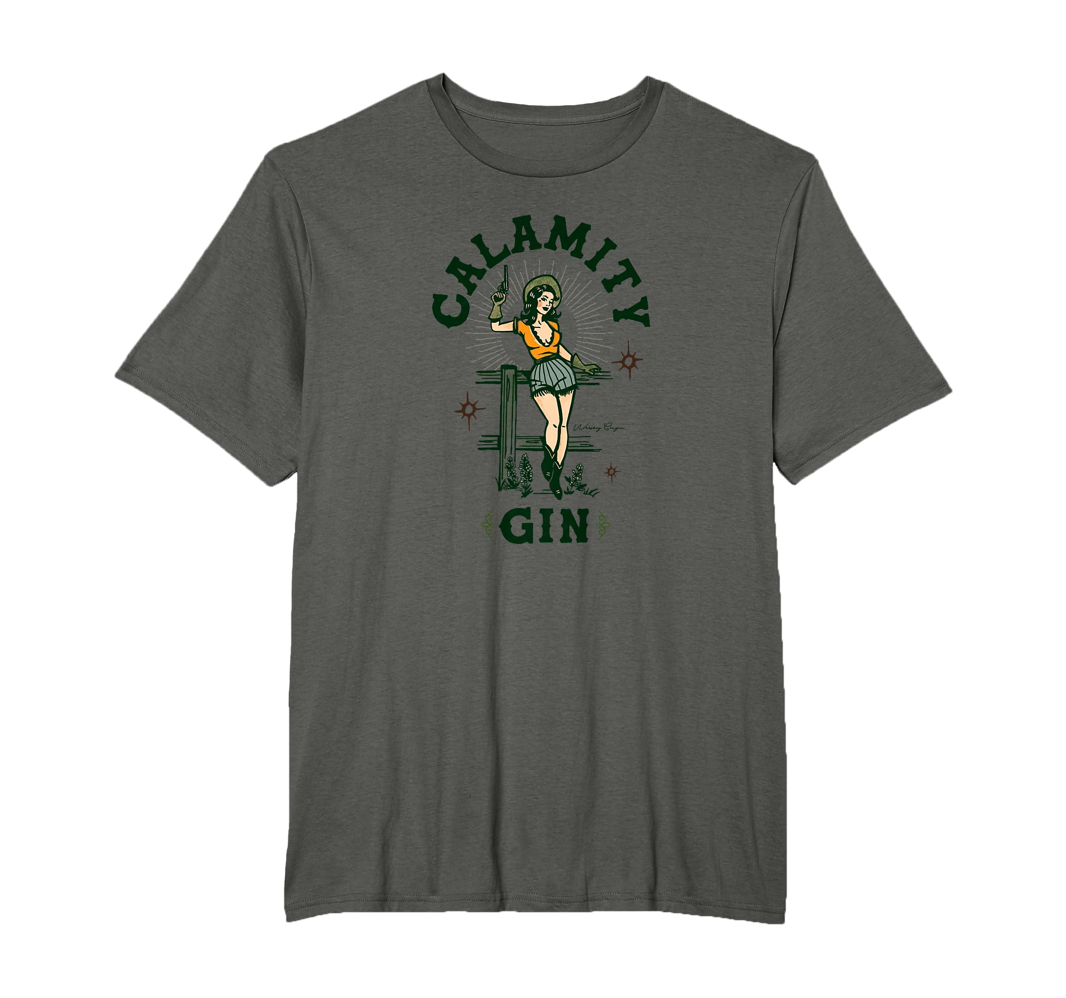 Calamity Gin Funny Pinup Cowgirl T-Shirt - Custom Art Print Men Women - T-Shirt, Sweatshirt, Hoodie