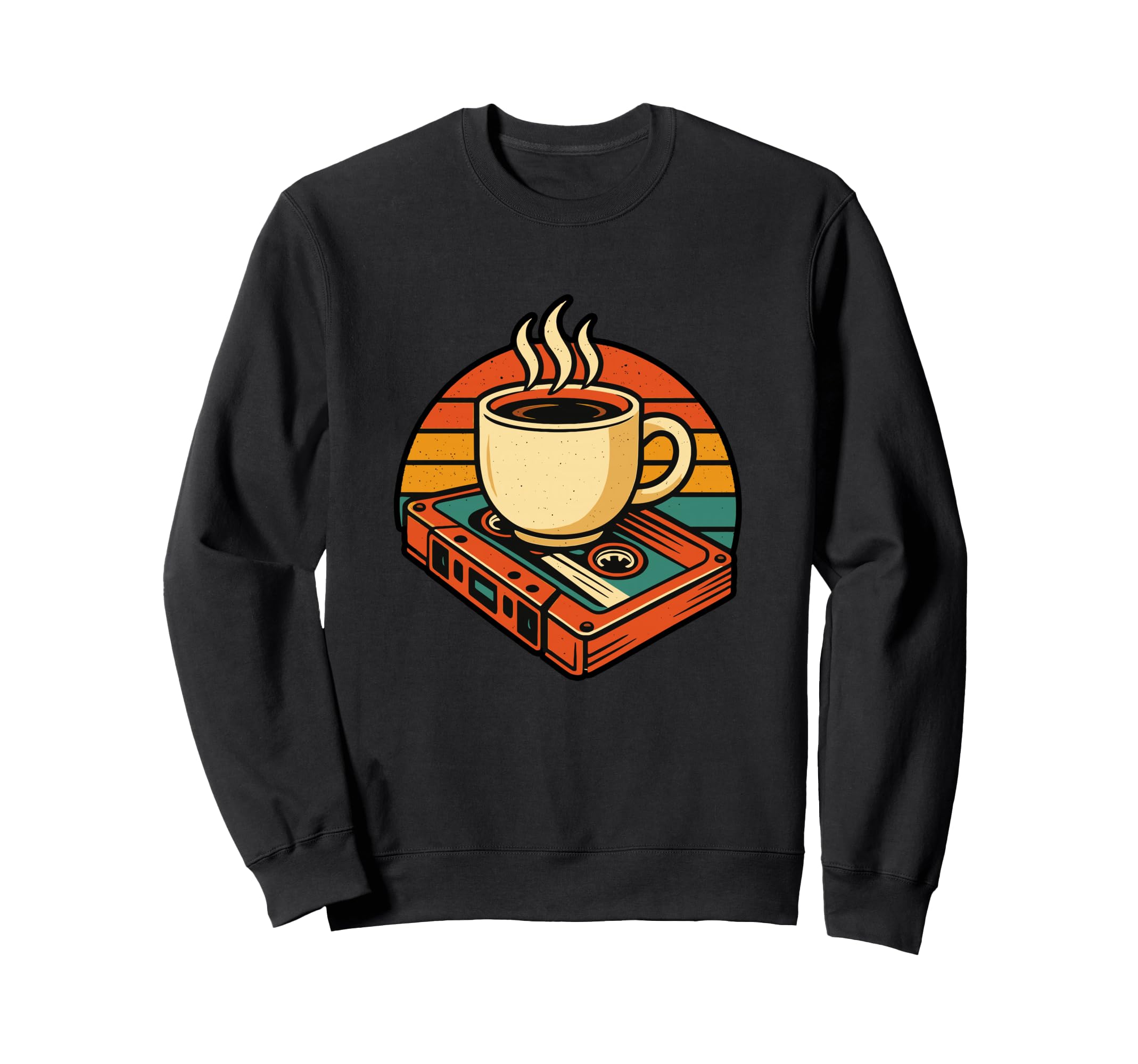 Coffee And Vinyl Cassette Tape Sweatshirt - Streetwear Style Unisex - T-Shirt, Sweatshirt, Hoodie