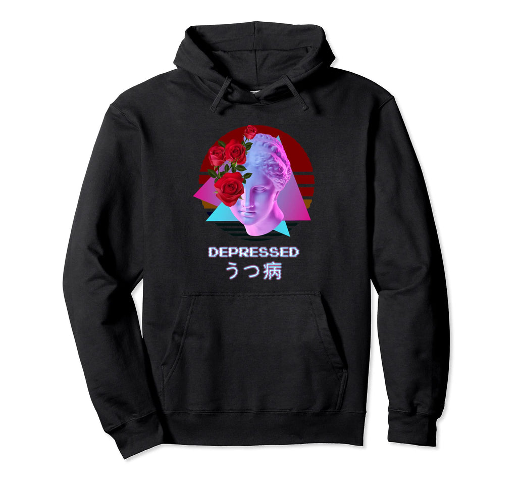 Depressed Vaporwave Aesthetic Japanese Hoodie - Custom Art Print Unisex - T-Shirt, Sweatshirt, Hoodie