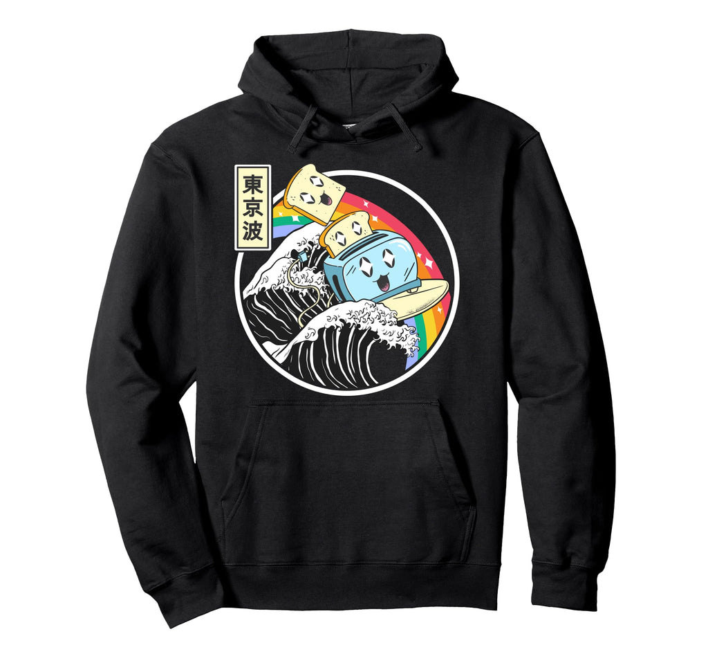Happy Toaster Surfing Kanagawa Japan Wave Hoodie - Trendy Graphic Unisex - T-Shirt, Sweatshirt, Hoodie