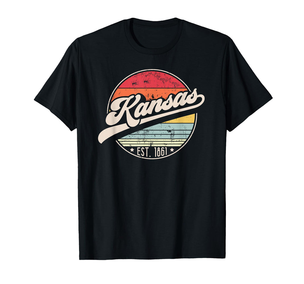 Kansas Home State Ks 70S Sunset T-Shirt - Novelty Apparel Unisex - T-Shirt, Sweatshirt, Hoodie