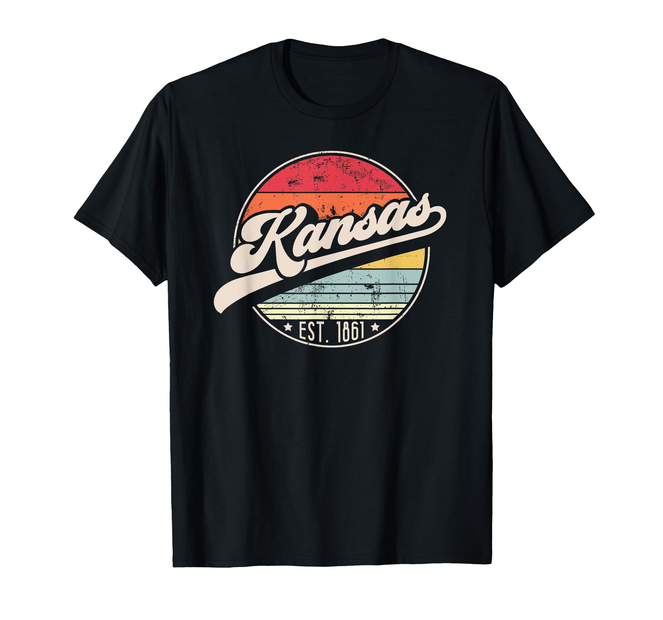 Kansas Home State Ks 70S Sunset T-Shirt - Novelty Apparel Unisex - T-Shirt, Sweatshirt, Hoodie