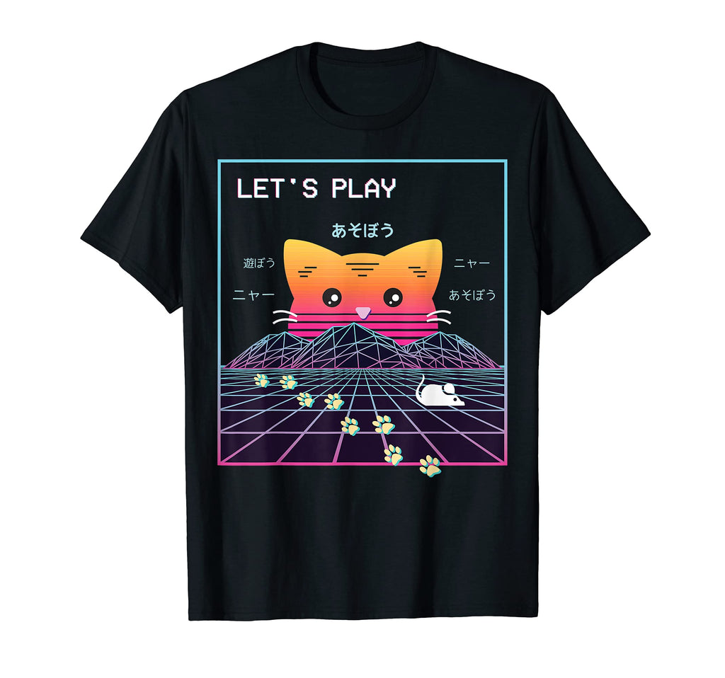 Vaporwave Japanese Cat 80S Sunset T-Shirt - Aesthetic Graphic Unisex - T-Shirt, Sweatshirt, Hoodie