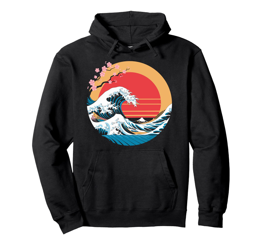 Big Wave Vaporwave Aesthetic 80S Hoodie - Custom Art Print for Adults - T-Shirt, Sweatshirt, Hoodie