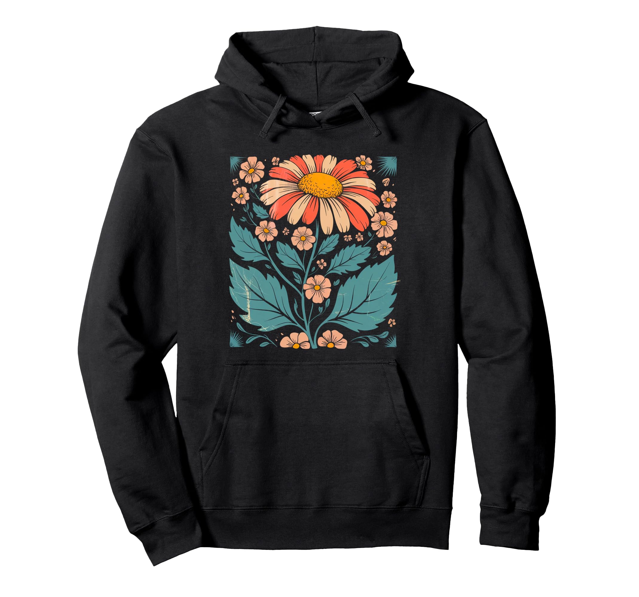 Botanical Boho Daisy Flower Floral Hoodie - Custom Art Print Unisex - T-Shirt, Sweatshirt, Hoodie