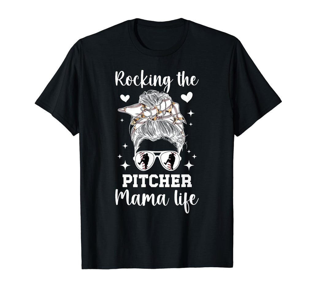 Baseball Pitcher Mama Life Mom T-Shirt - Novelty Apparel for Adults - T-Shirt, Sweatshirt, Hoodie