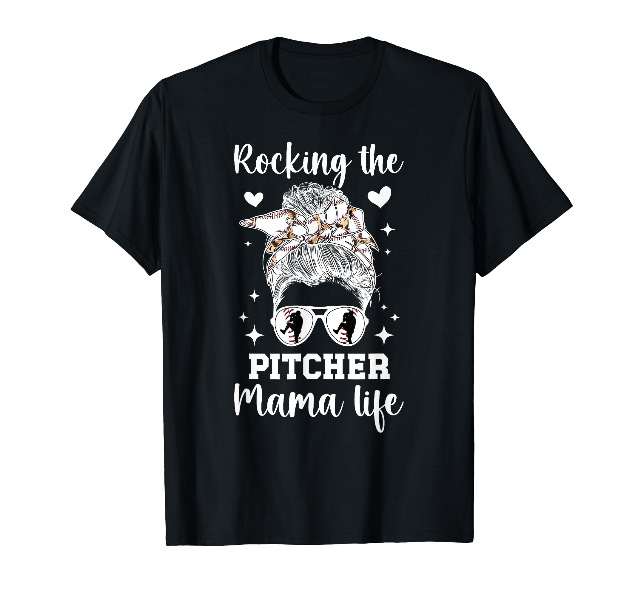 Baseball Pitcher Mama Life Mom T-Shirt - Novelty Apparel for Adults - T-Shirt, Sweatshirt, Hoodie
