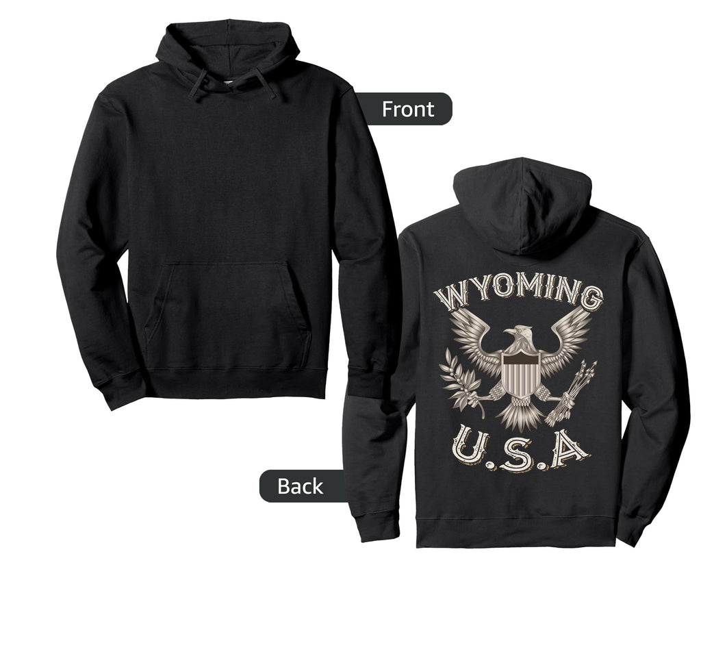 Wyoming Usa Patriot Eagle Distressed Hoodie - Aesthetic Graphic Unisex - T-Shirt, Sweatshirt, Hoodie