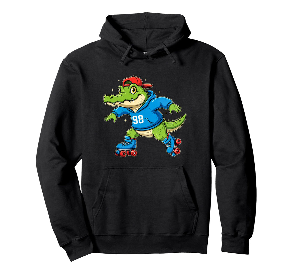 Funny Alligator Roller Skates Skater Animal Hoodie - Trendy Graphic Unisex - T-Shirt, Sweatshirt, Hoodie