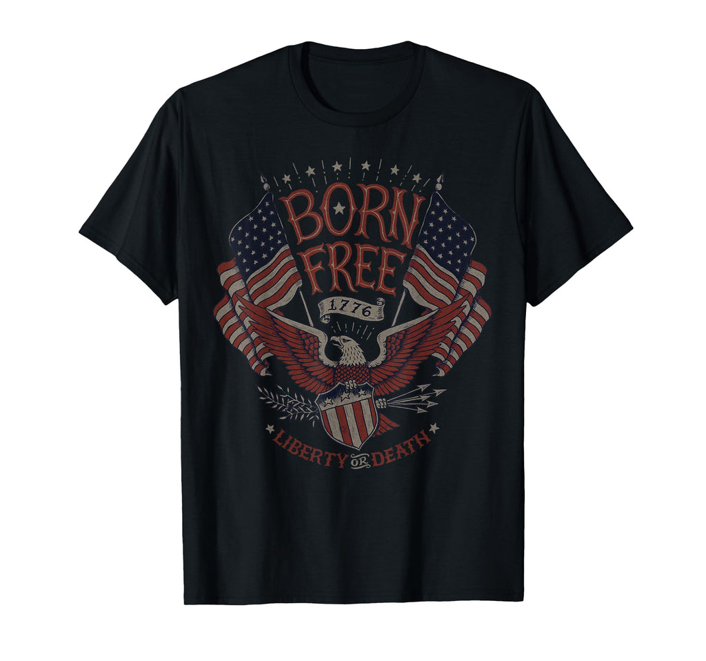 Born Free Eagle American Flag 1776 T-Shirt - Aesthetic Graphic for Adults - T-Shirt, Sweatshirt, Hoodie
