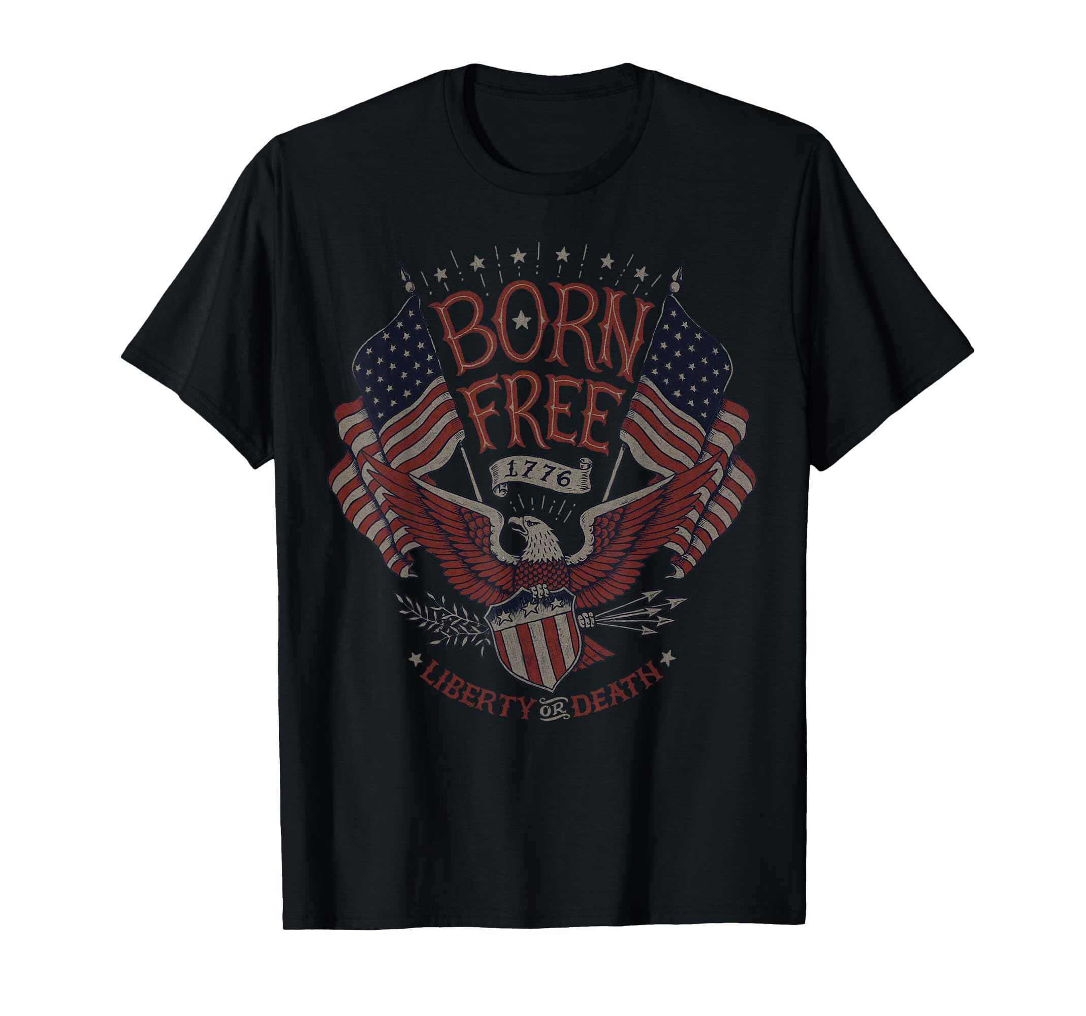 Born Free Eagle American Flag 1776 T-Shirt - Aesthetic Graphic for Adults - T-Shirt, Sweatshirt, Hoodie