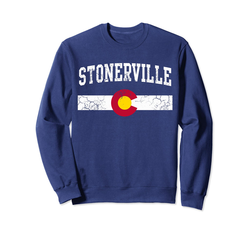Stonerville Colorado Flag Distressed Sweatshirt - Trendy Graphic Men Women - T-Shirt, Sweatshirt, Hoodie