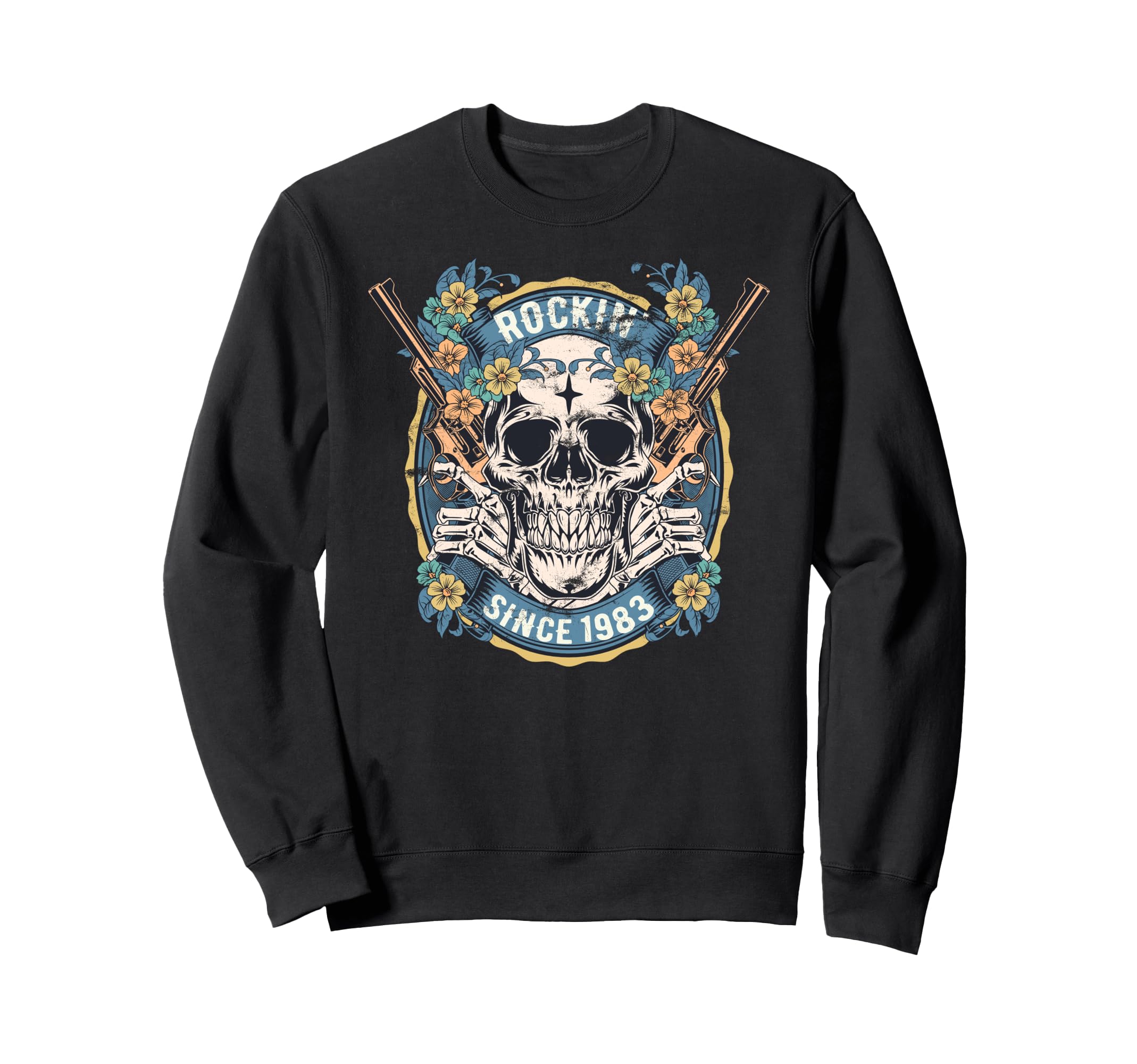 Rockin Since 1983 Skull Birthday Sweatshirt - Unique Graphic for Adults - T-Shirt, Sweatshirt, Hoodie