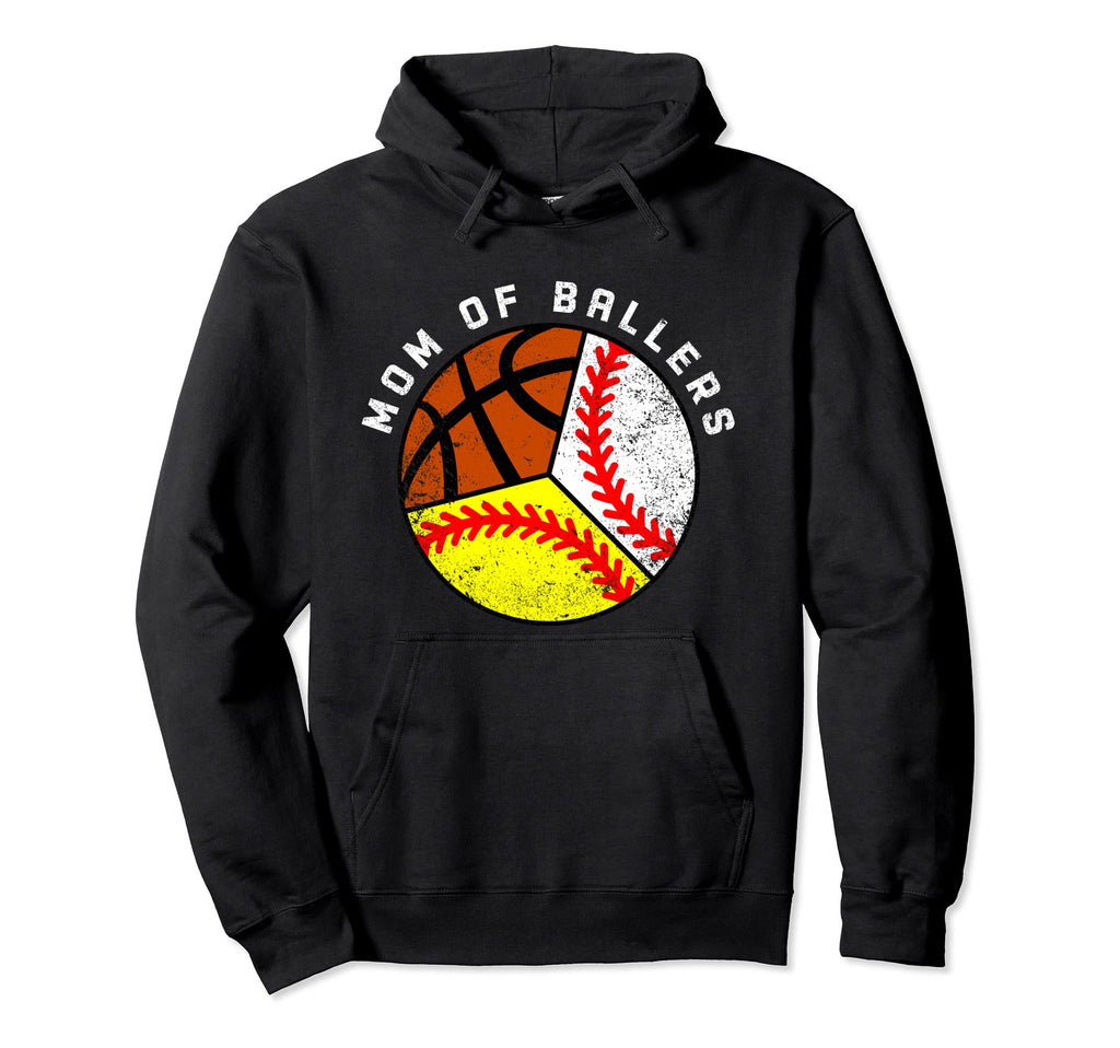 Mom Ballers Funny Baseball Softball Hoodie - Graphic Print Men Women - T-Shirt, Sweatshirt, Hoodie