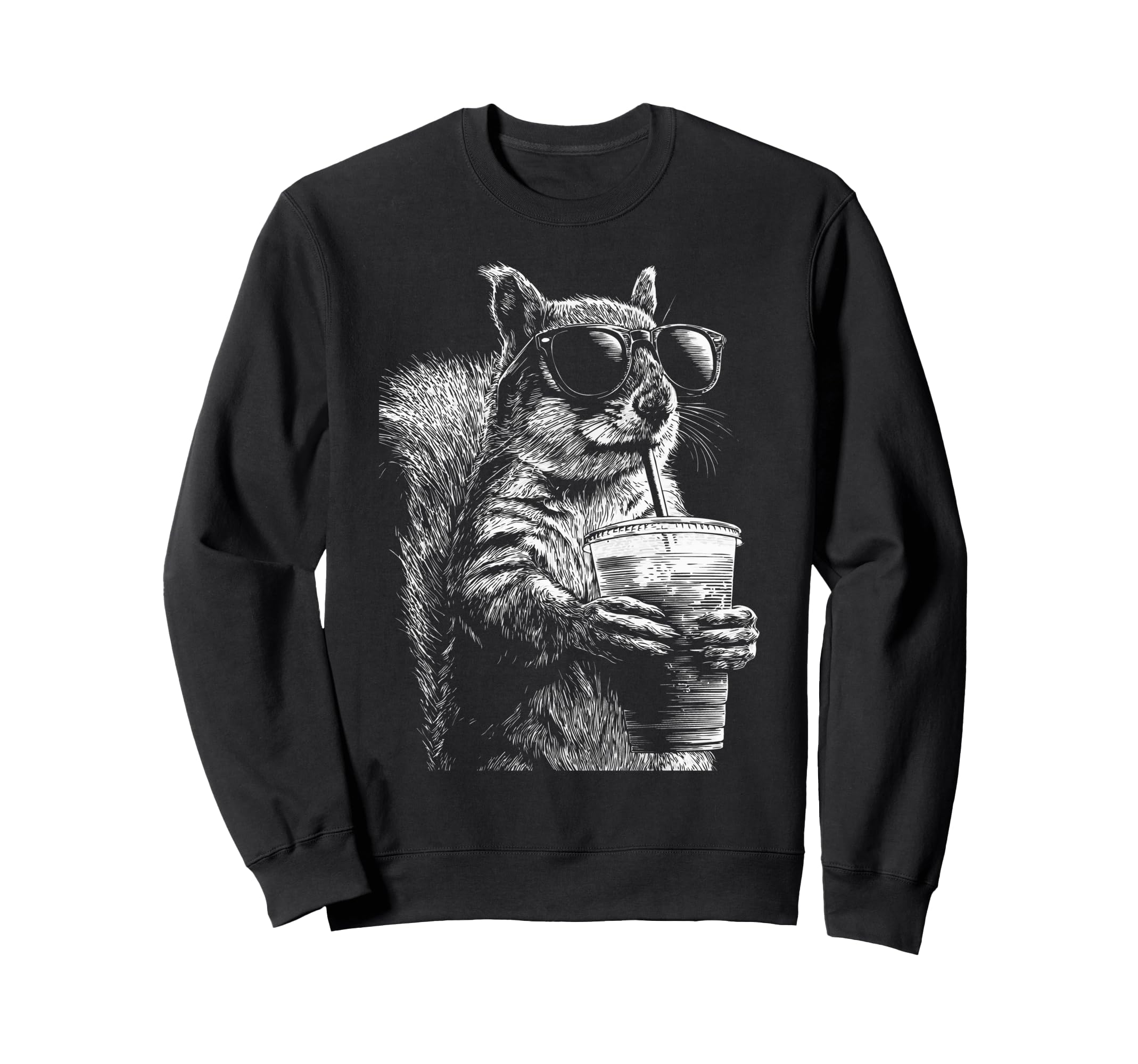 Squirrel Drinking Iced Coffee Funny Sweatshirt - Aesthetic Graphic Unisex - T-Shirt, Sweatshirt, Hoodie
