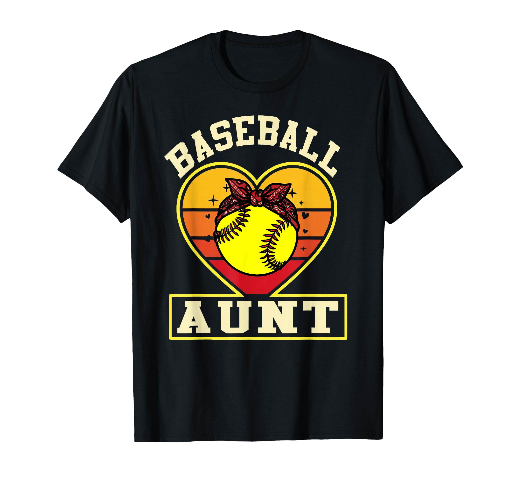 Baseball Aunt Sunset Heart Softball T-Shirt - Unique Graphic Men Women - T-Shirt, Sweatshirt, Hoodie