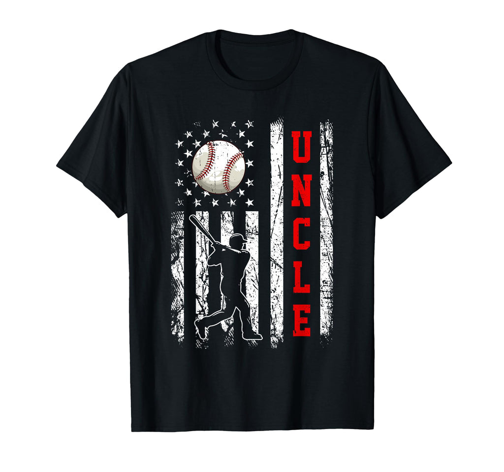 Baseball Uncle Baseball Player Us Flag T-Shirt - Minimalist Print Unisex - T-Shirt, Sweatshirt, Hoodie