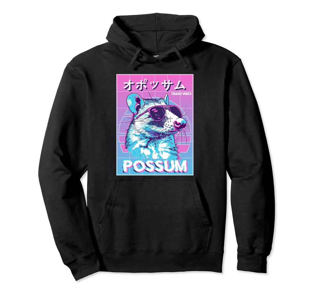 Vaporwave Opossum Funny Possum Hoodie - Fun Novelty Design Men Women - T-Shirt, Sweatshirt, Hoodie