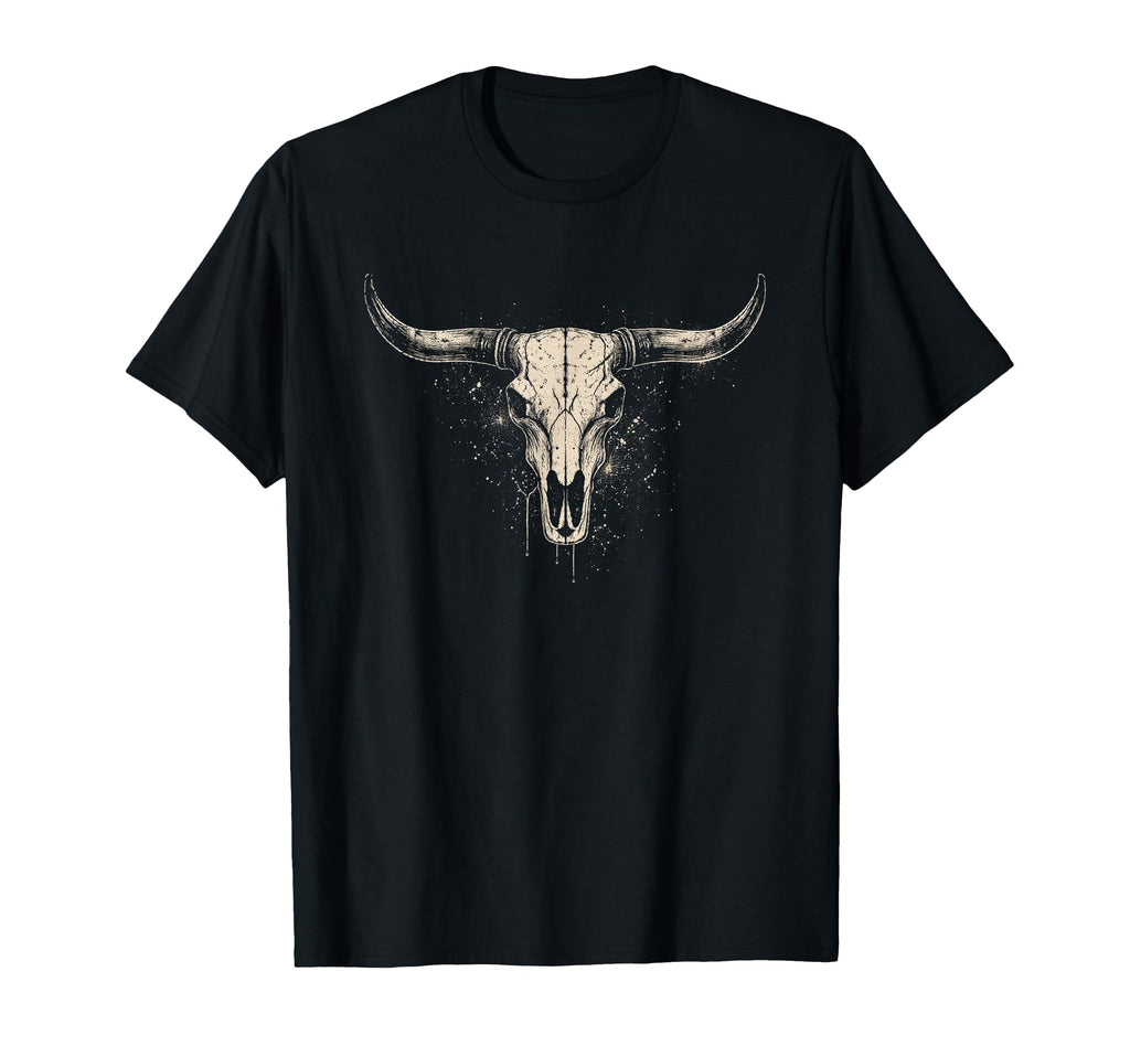 Boho Cow Skull Cowgirl Cowboy Western T-Shirt - Graphic Print for Adults - T-Shirt, Sweatshirt, Hoodie