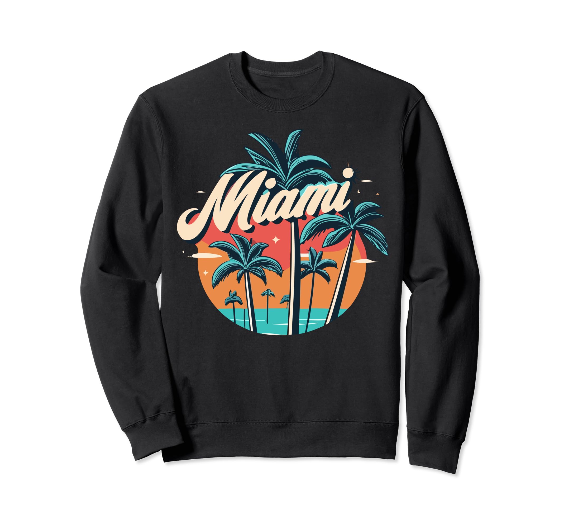 Miami Beach Aestethic Sunset Palm Sweatshirt - Minimalist Print for Adults - T-Shirt, Sweatshirt, Hoodie