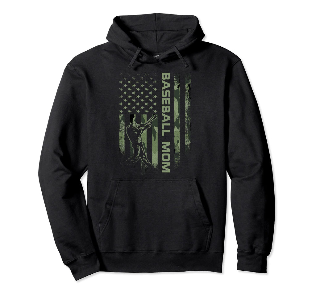 Usa American Camo Flag Proud Baseball Mom Hoodie - Unique Graphic Unisex - T-Shirt, Sweatshirt, Hoodie