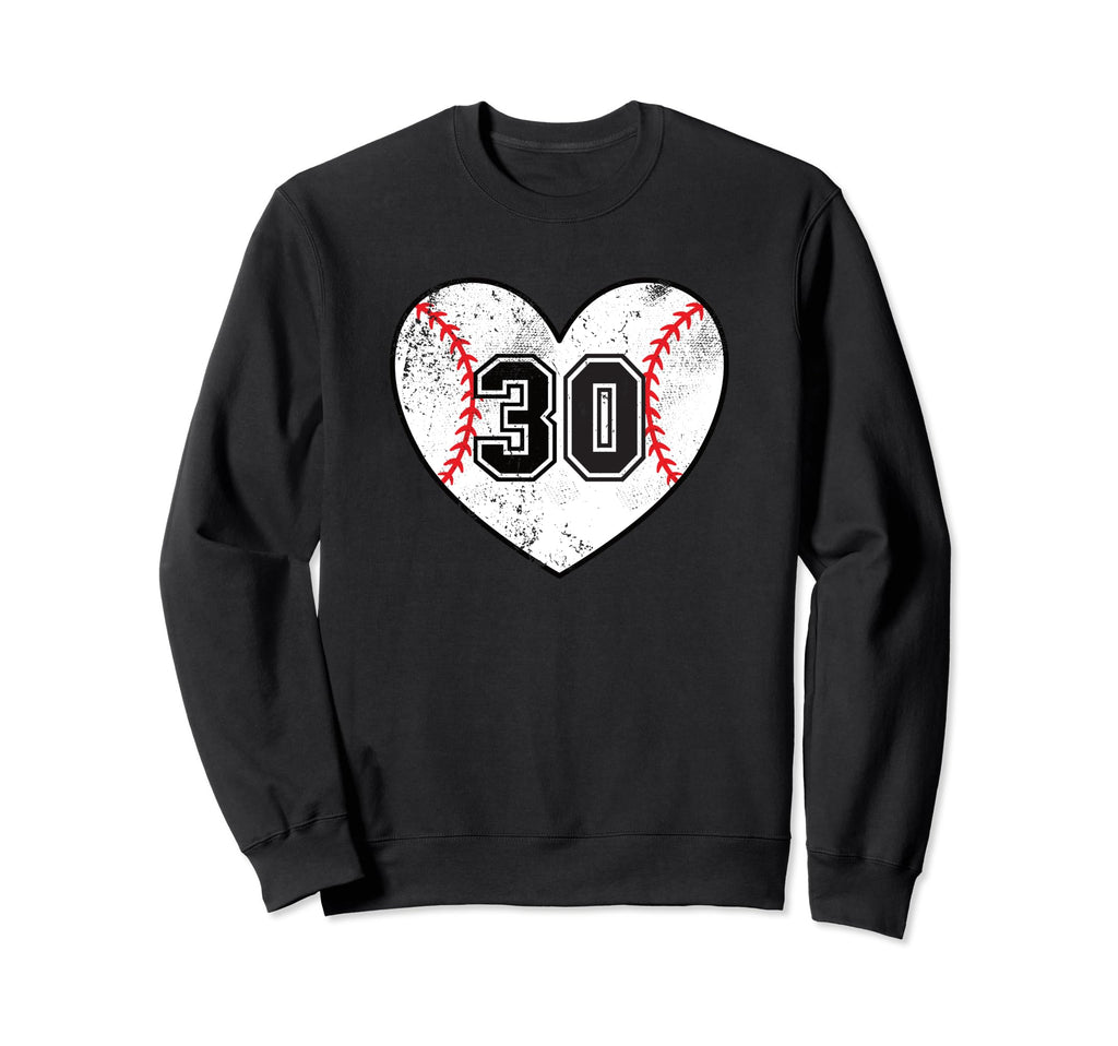 Baseball Heart Player 30 Baseball Sweatshirt - Unique Graphic Men Women - T-Shirt, Sweatshirt, Hoodie