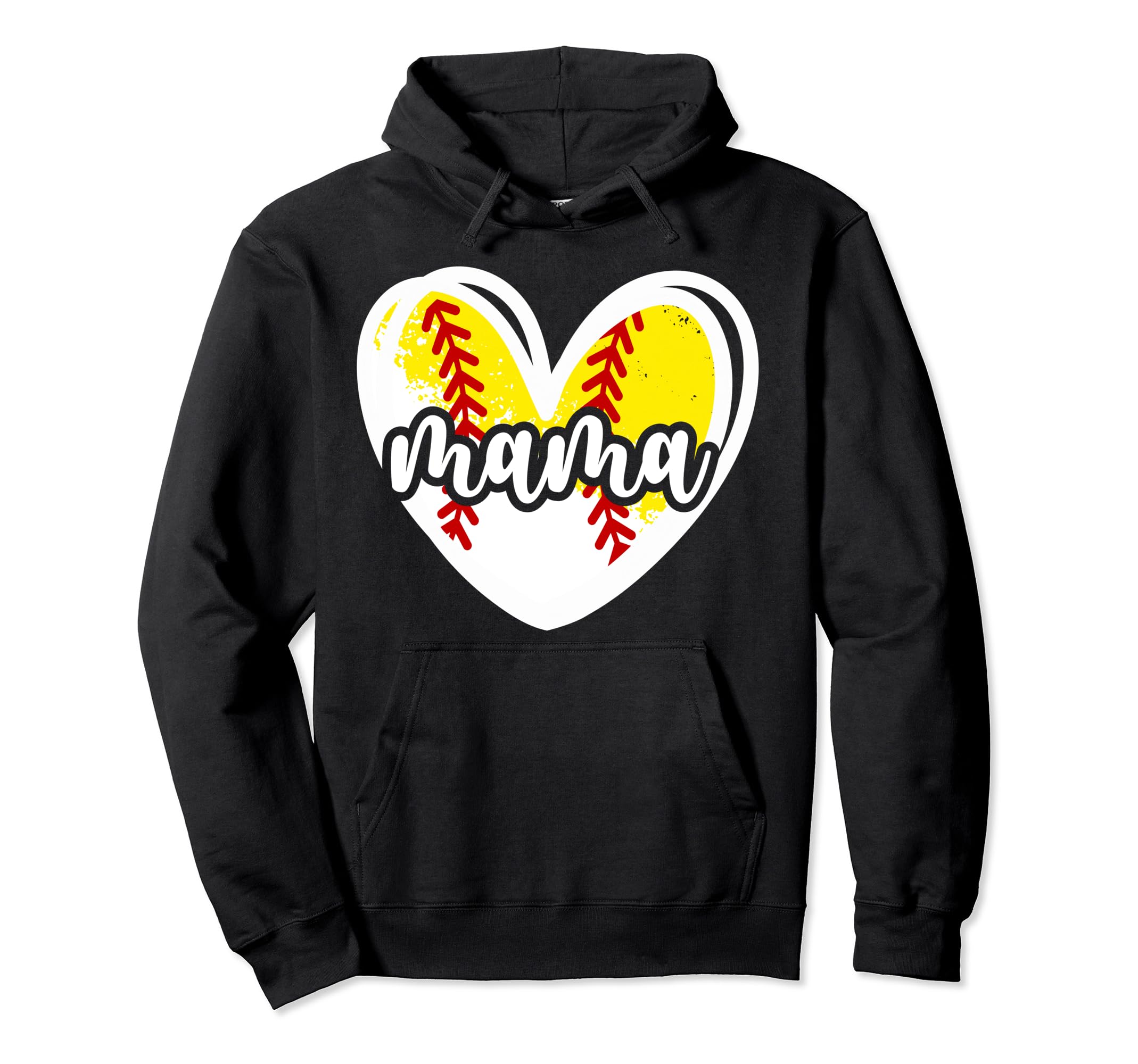 Baseball Softball Mama Heart Softball Hoodie - Minimalist Print Unisex - T-Shirt, Sweatshirt, Hoodie