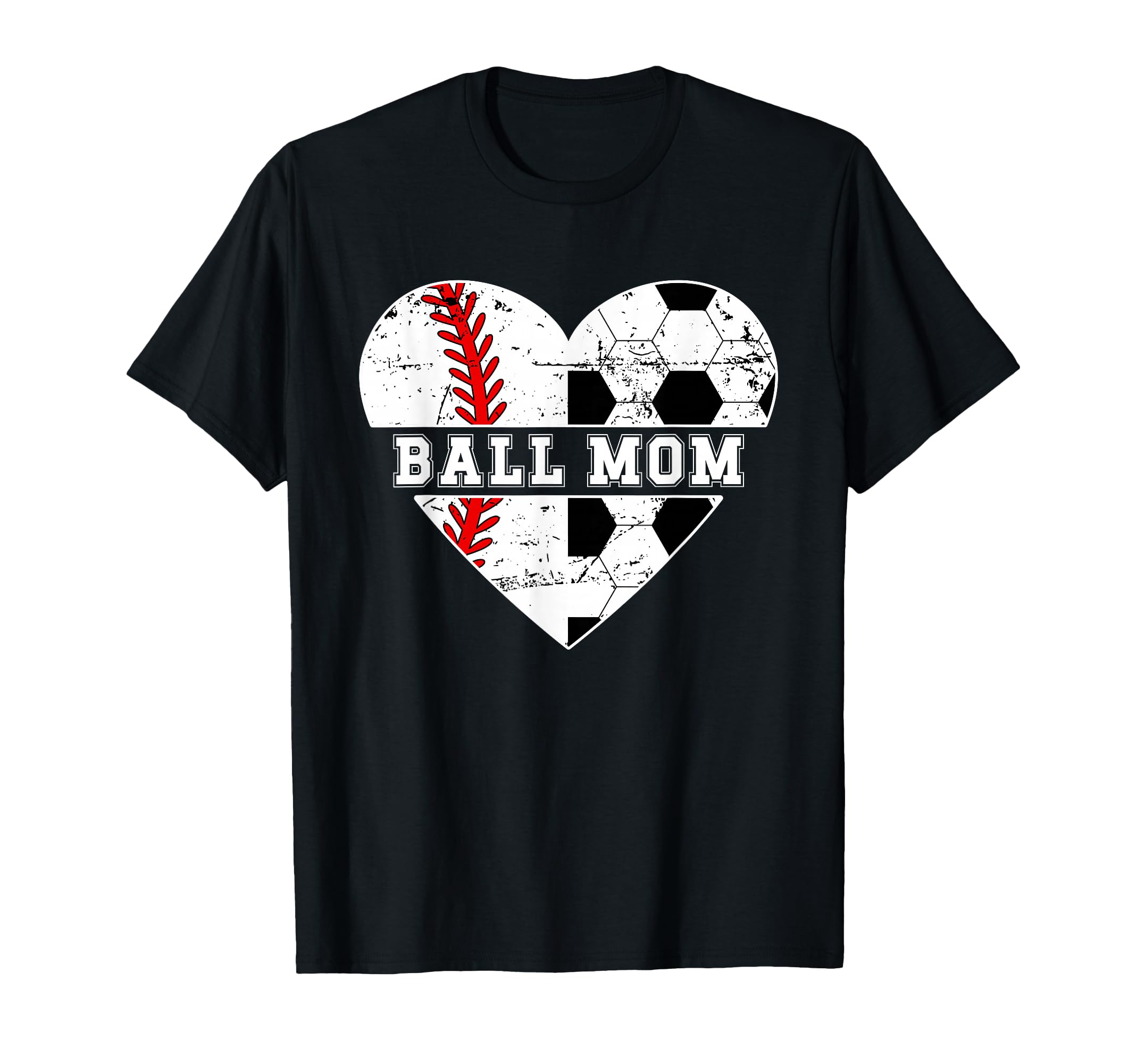 Ball Mom Heart Soccer Baseball Mom T-Shirt - Graphic Print Men Women - T-Shirt, Sweatshirt, Hoodie