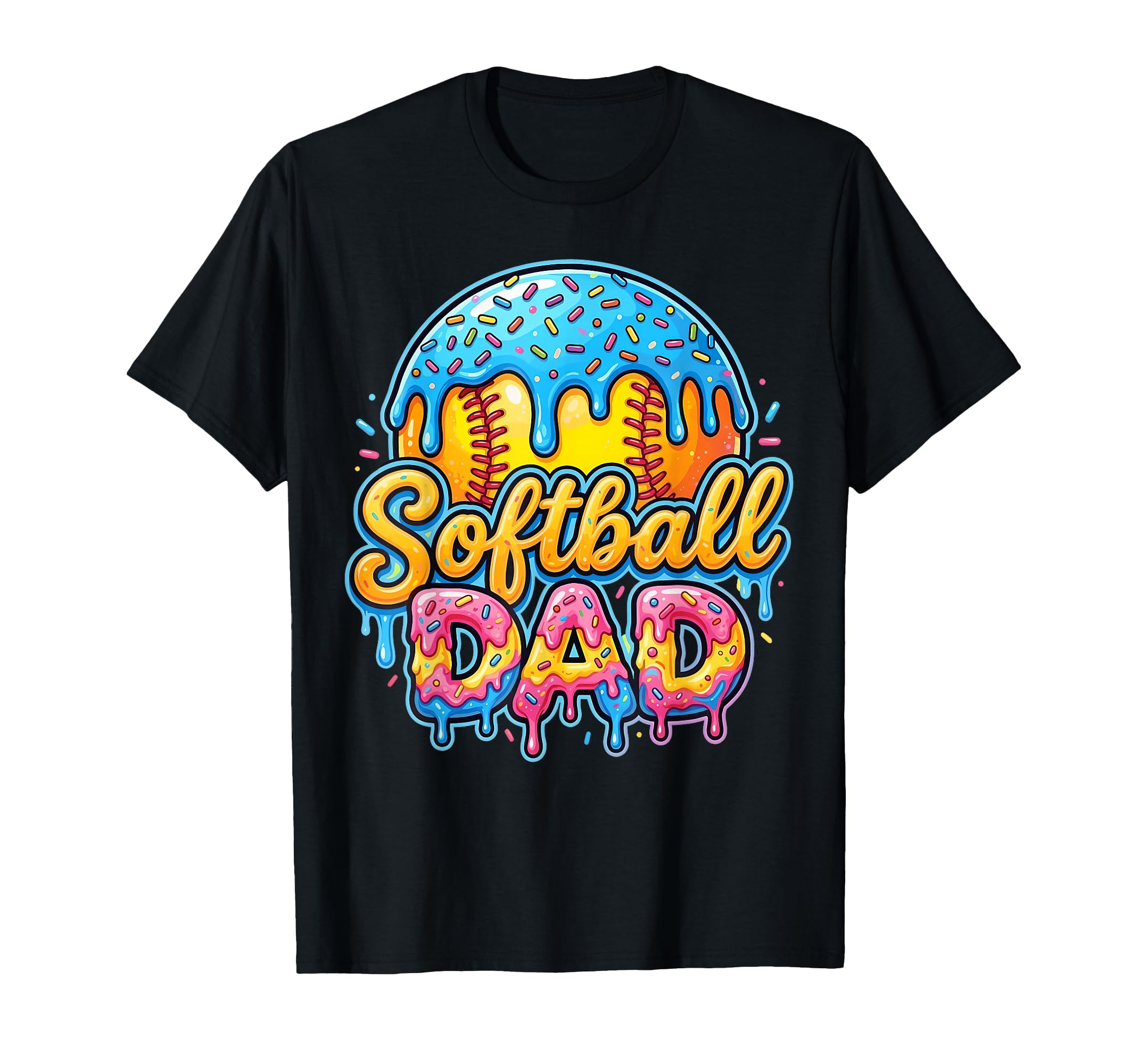 Ice Cream Drip Softball Dad Game Day T-Shirt - Casual Everyday Wear Unisex - T-Shirt, Sweatshirt, Hoodie