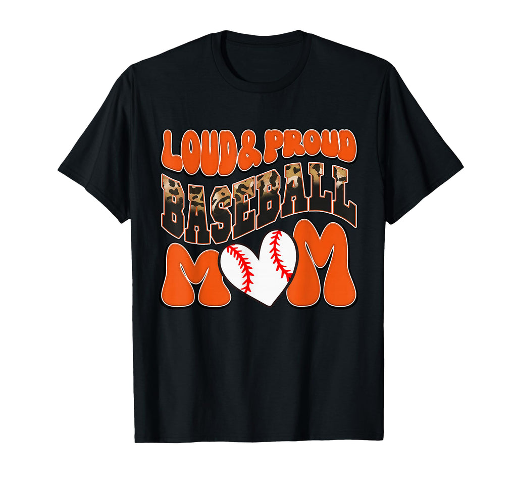Loud Proud Baseball Mom Orange Team T-Shirt - Minimalist Print Unisex - T-Shirt, Sweatshirt, Hoodie