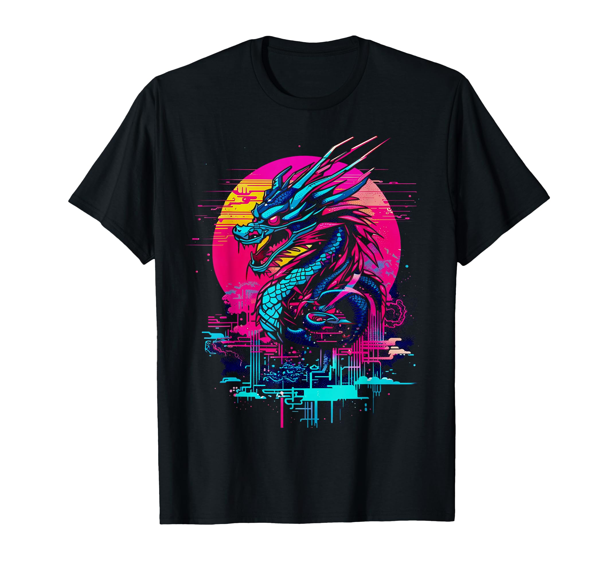 Cyberpunk Dragon Futuristic Outrun T-Shirt - Unique Graphic Unisex - T-Shirt, Sweatshirt, Hoodie