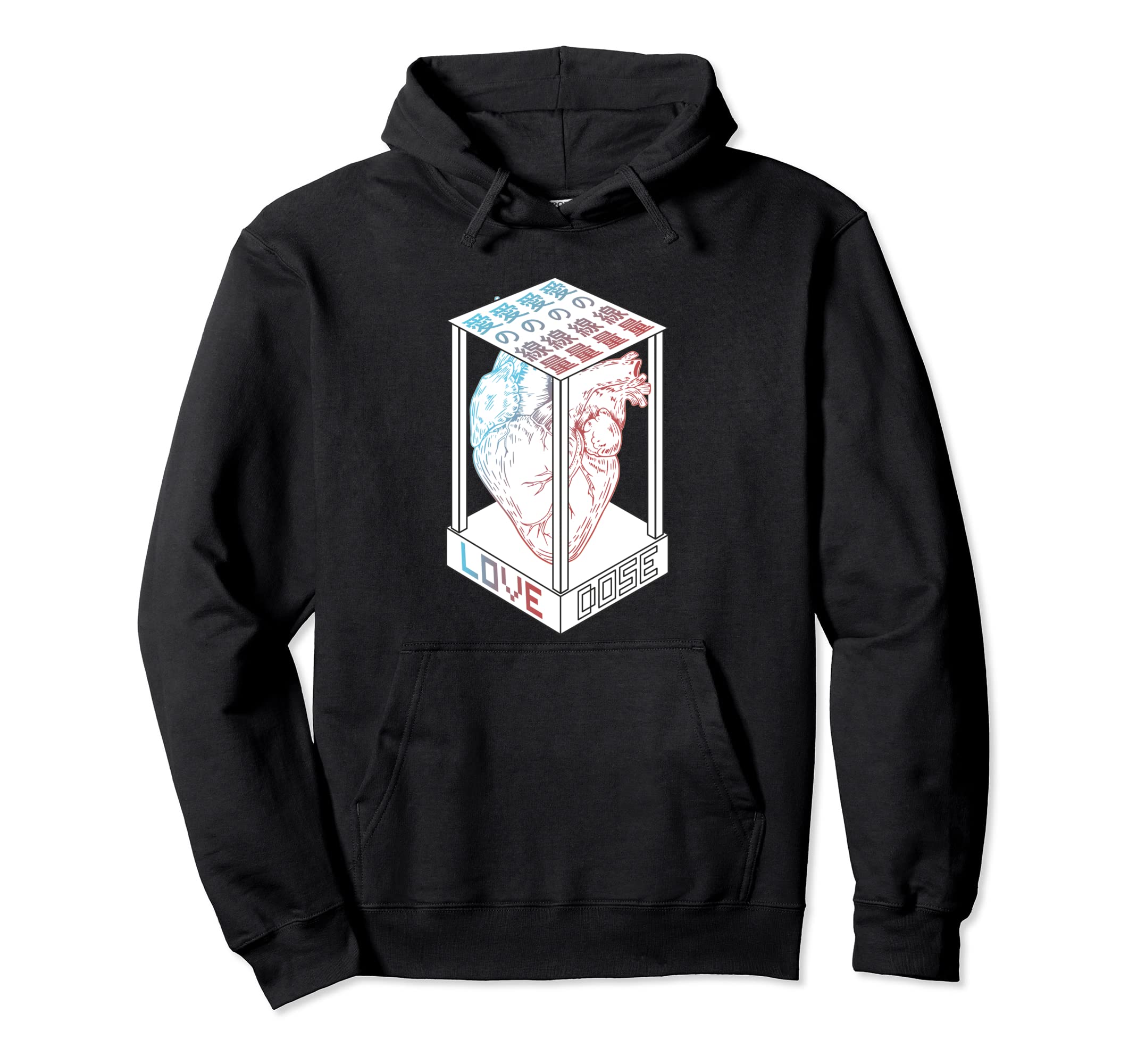Love Dose Vaporwave Japanese Kanji Hoodie - Unique Graphic for Adults - T-Shirt, Sweatshirt, Hoodie