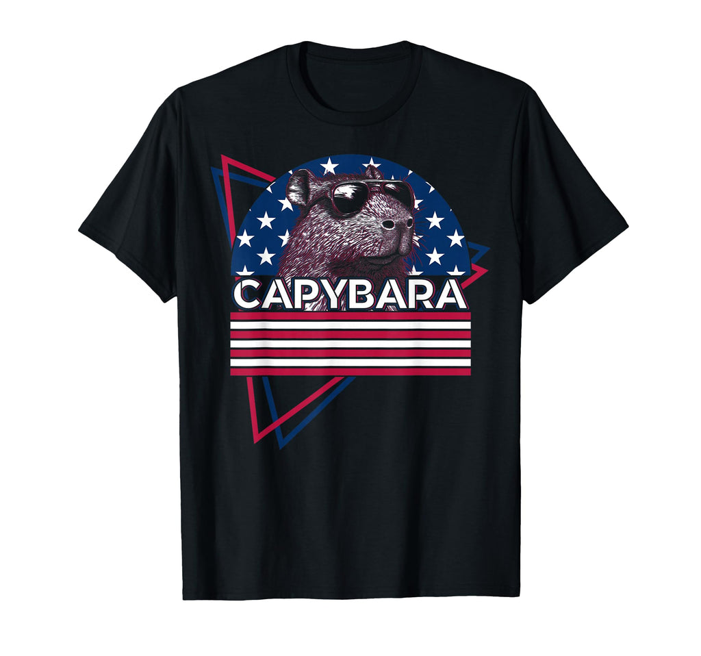 Capybara Capibara Us Flag Patriotic T-Shirt - Casual Everyday Wear Unisex - T-Shirt, Sweatshirt, Hoodie