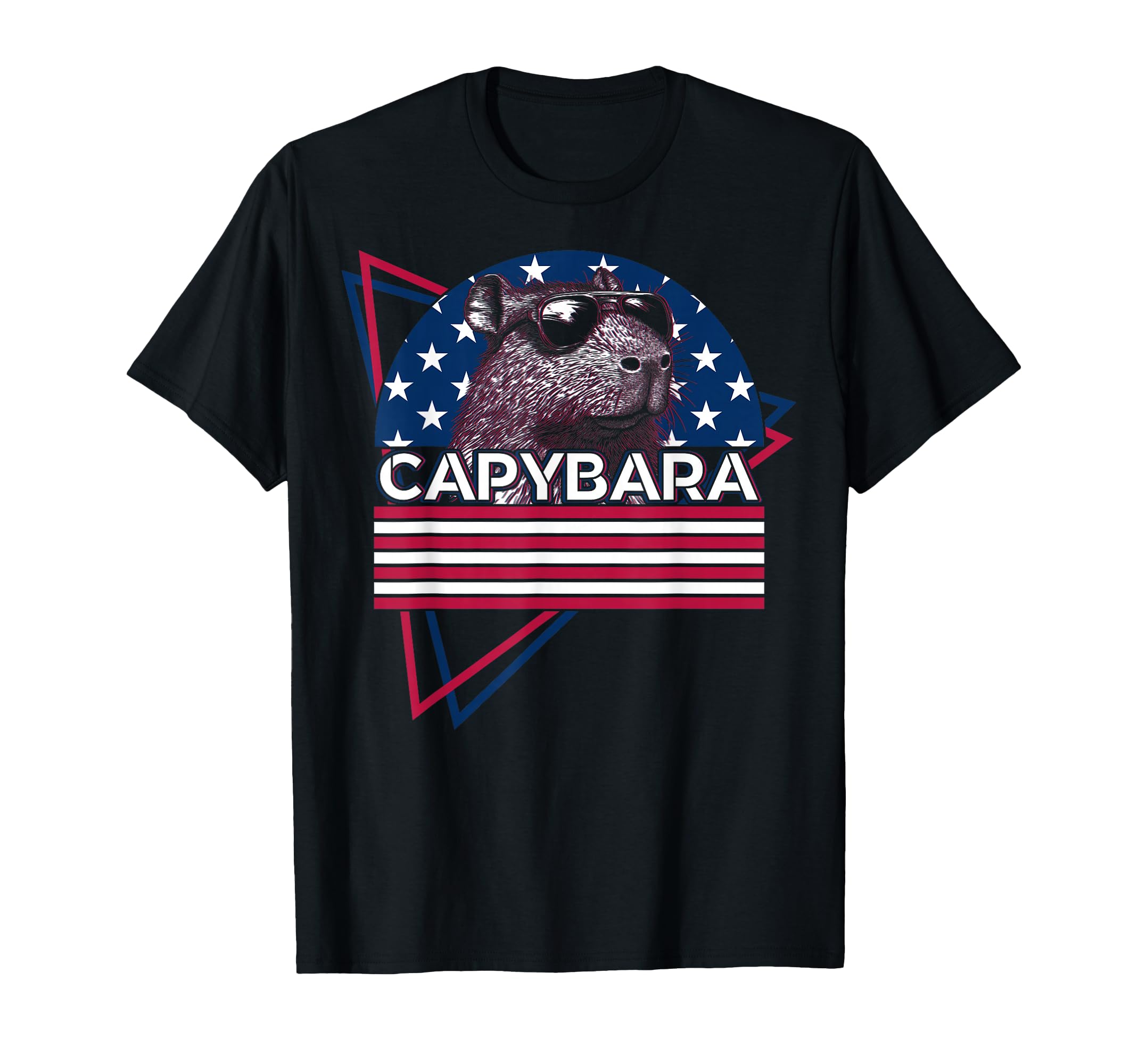Capybara Capibara Us Flag Patriotic T-Shirt - Casual Everyday Wear Unisex - T-Shirt, Sweatshirt, Hoodie