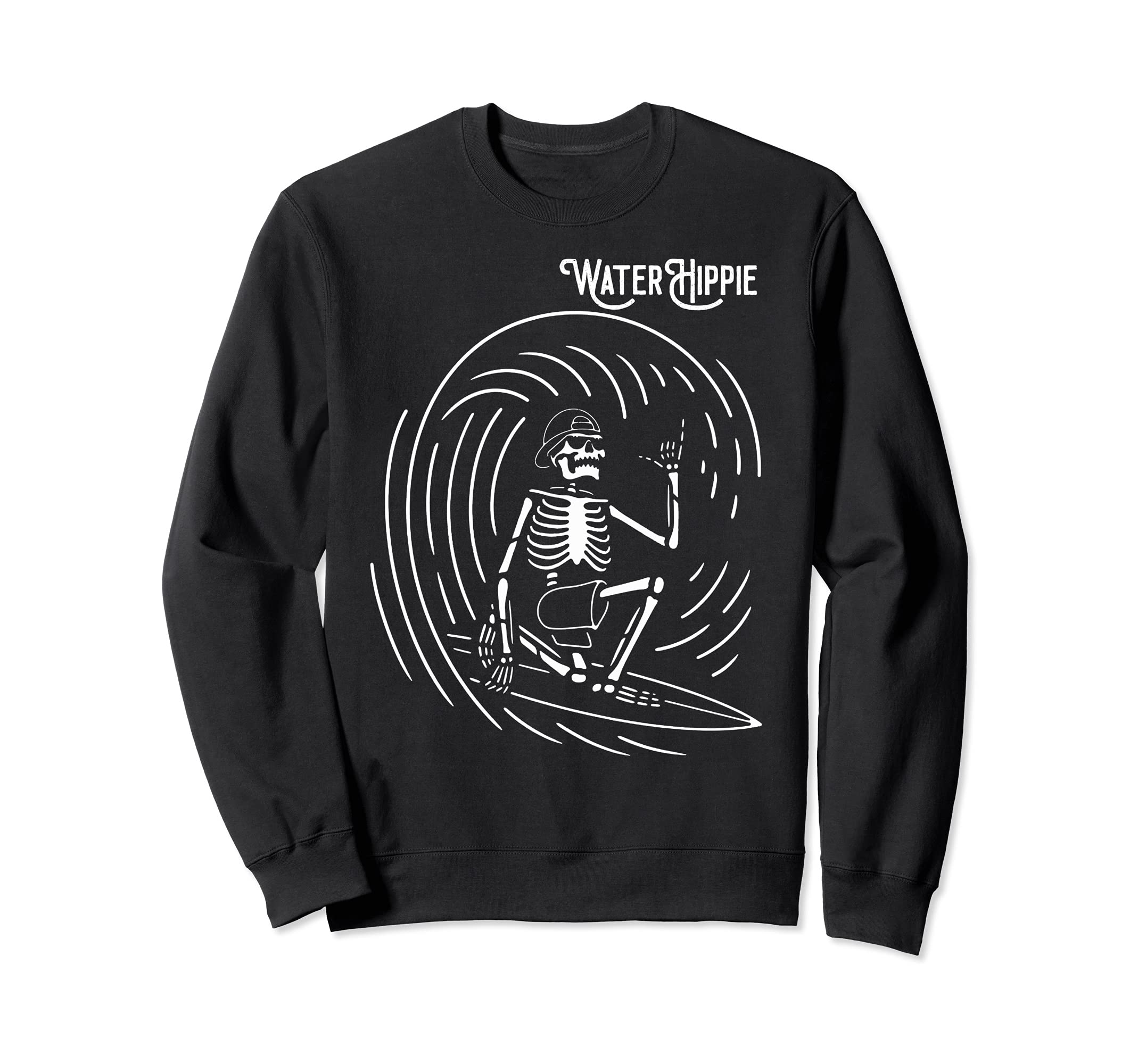 Skeleton Surfer Water Hippie Sweatshirt - Aesthetic Graphic for Adults - T-Shirt, Sweatshirt, Hoodie