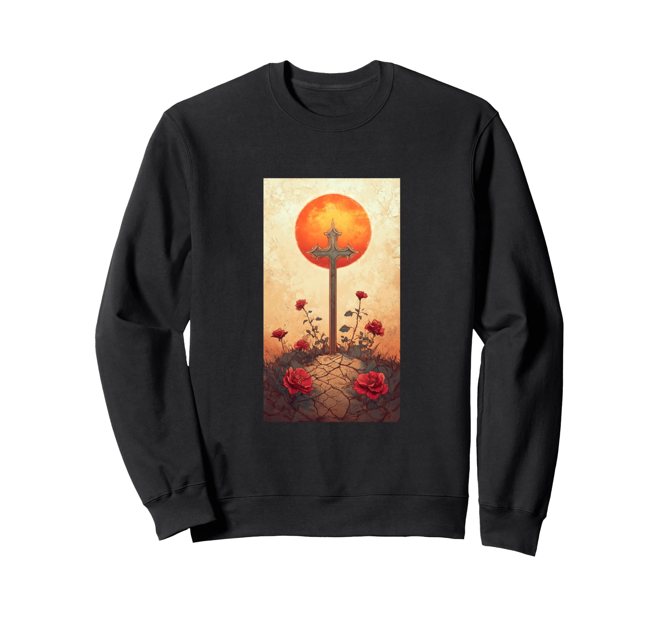 Gothic Cross Grunge Aesthetic Y2K Sweatshirt - Novelty Apparel for Adults - T-Shirt, Sweatshirt, Hoodie